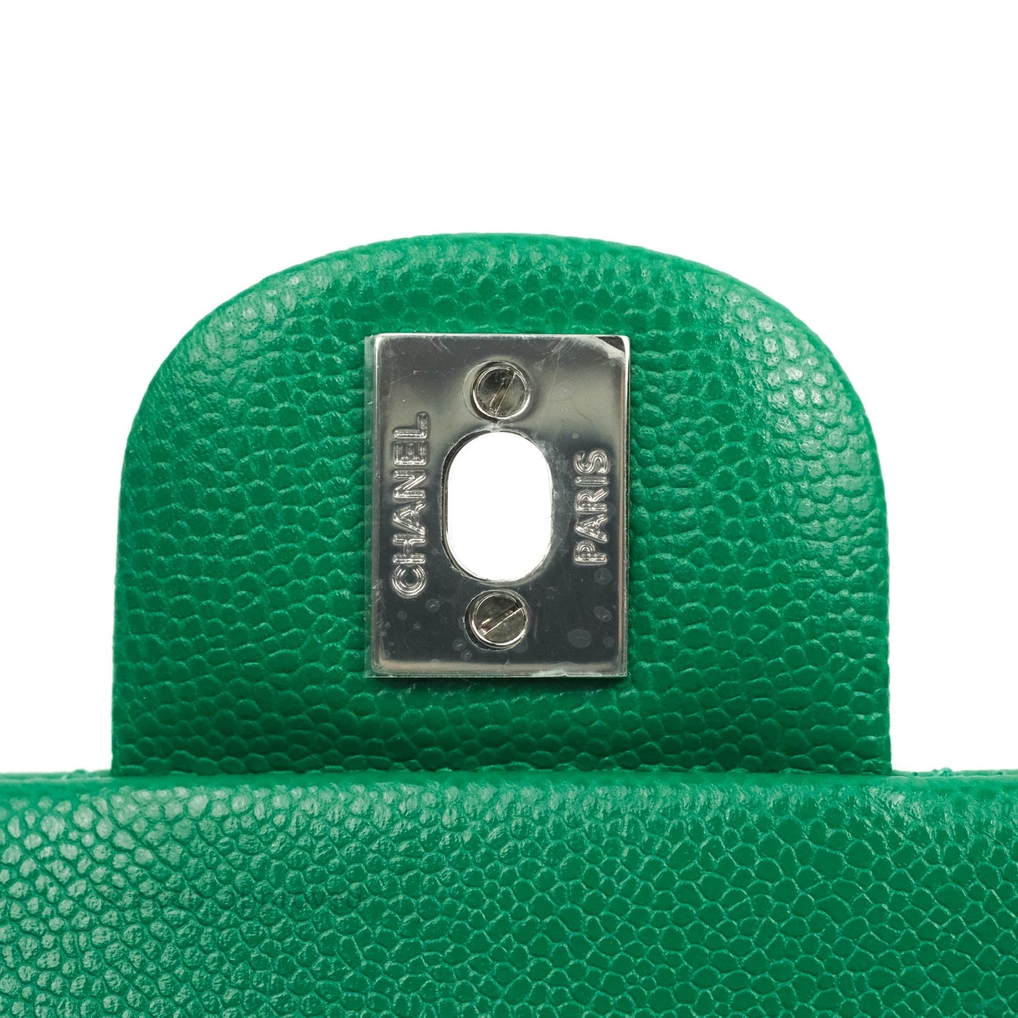 Chanel Small Classic Quilted Flap Green Caviar Silver Hardware 20B