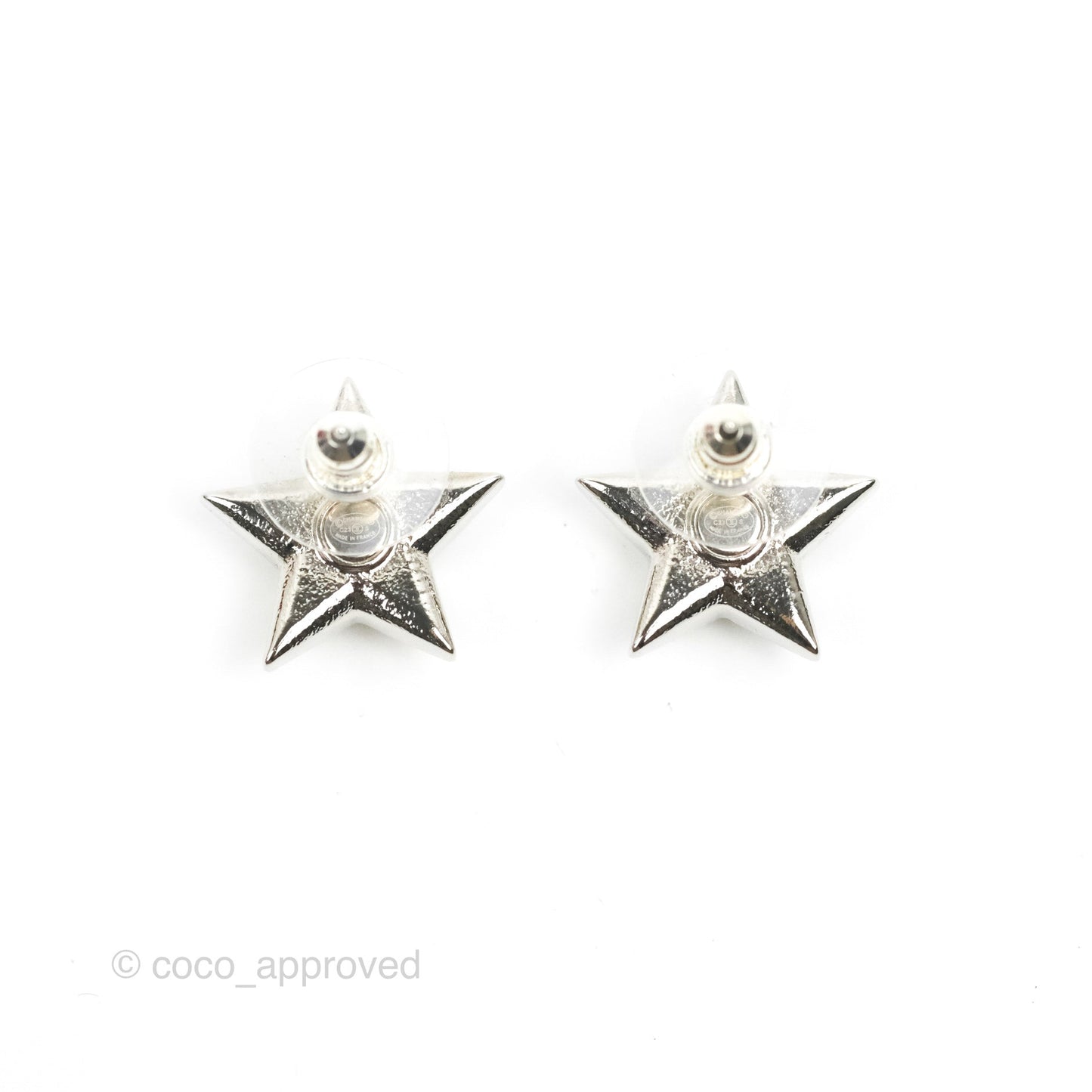 Chanel Star Crystal CC Earrings Silver Tone 23S