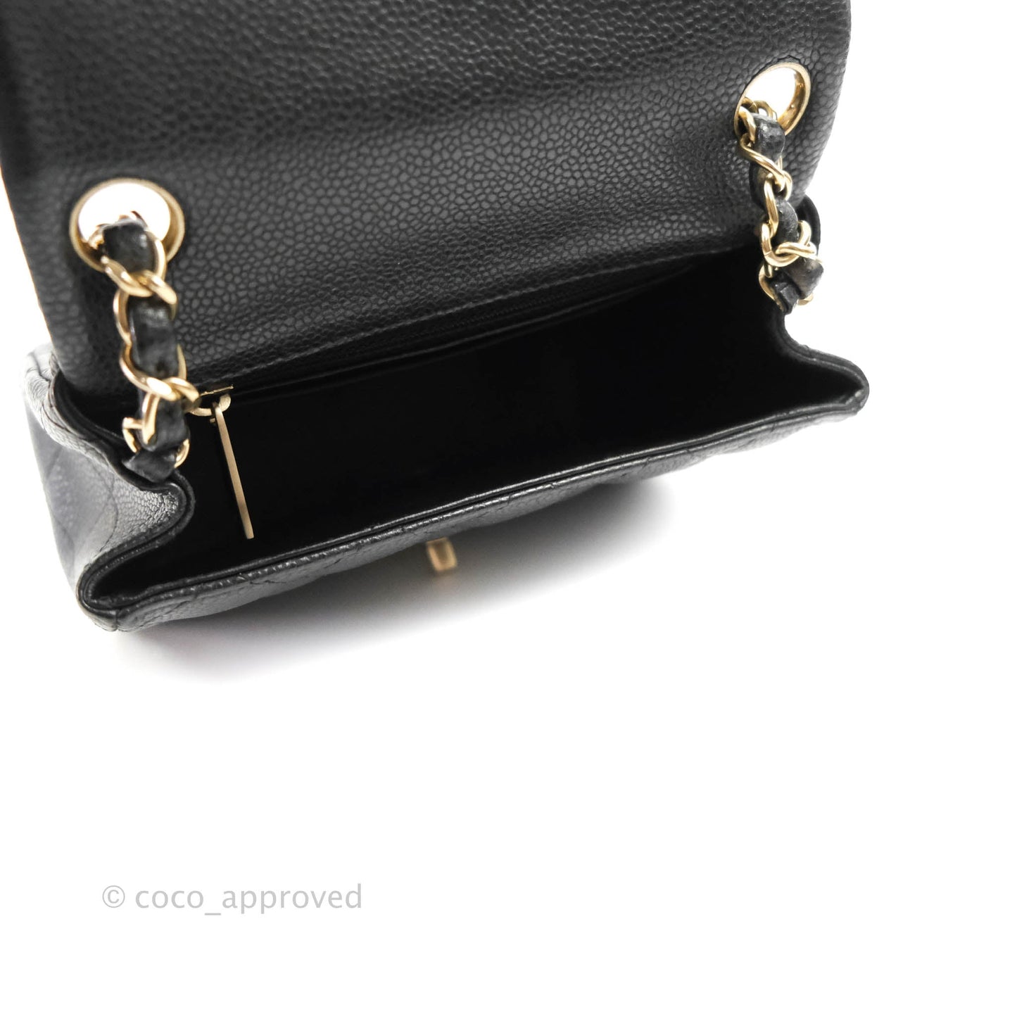 Chanel Quilted Mini Square Flap Bag Pearly Black Caviar Matte Gold Hardware