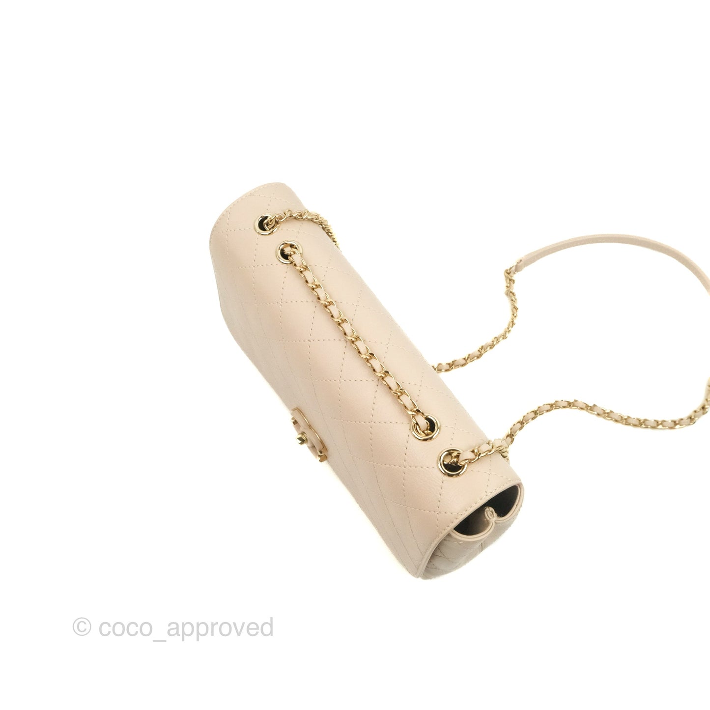 Chanel Flat Quilted Flap Bag Light Beige Calfskin Gold Hardware