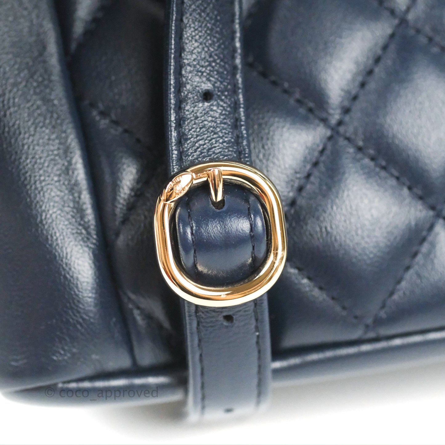 Chanel Duma Backpack Medium Navy Calfskin Gold Hardware 23P