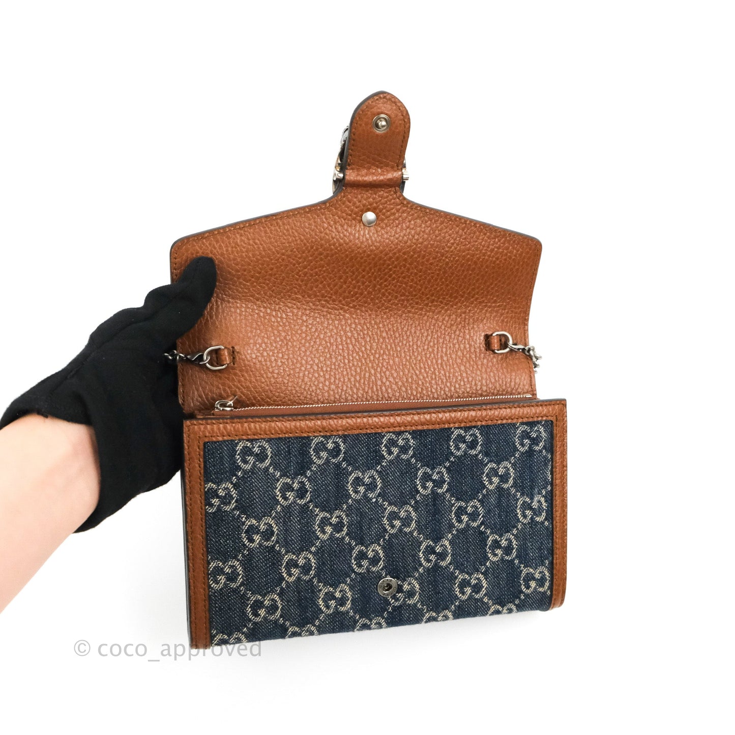 Gucci Denim GG Monogram Mini Dionysus Chain Wallet