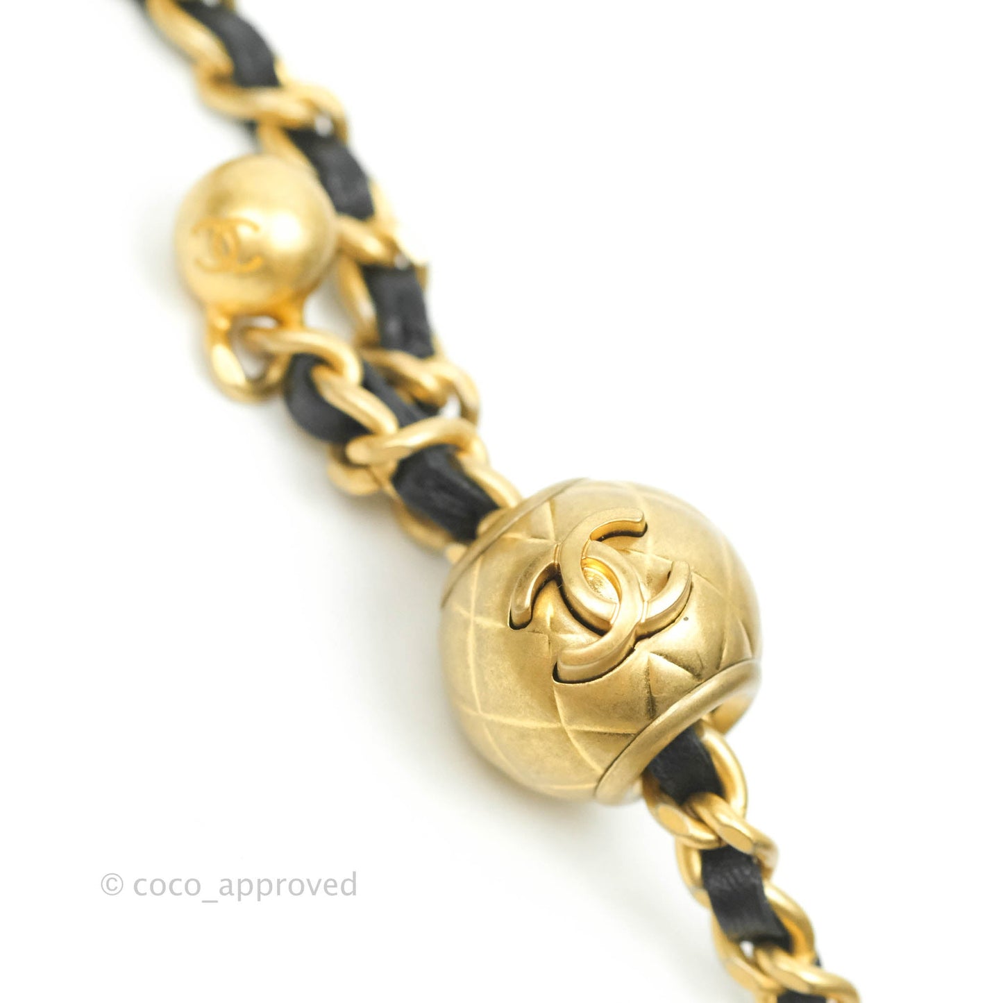 Chanel Vanity with Pearl Crush Chain in Black Lambskin Aged Gold Hardware