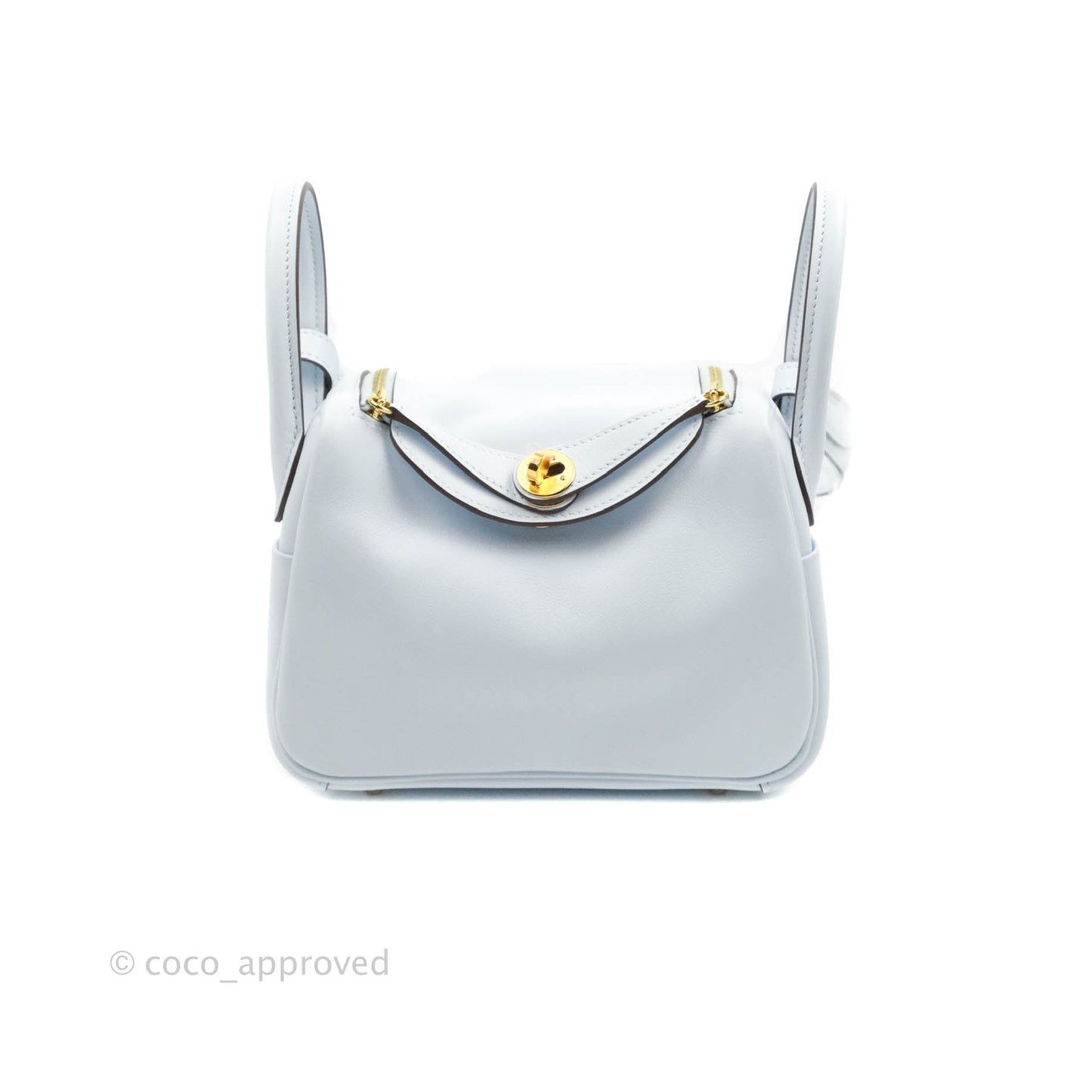Hermès Mini Lindy 20 Blue Pale Swift Gold Hardware
