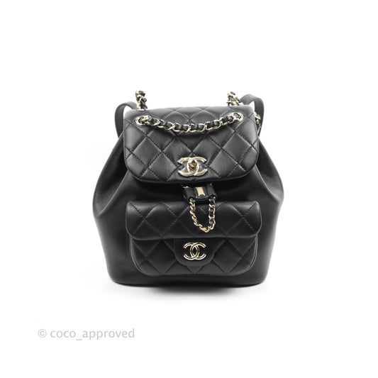 Chanel Quilted Small Duma Drawstring Backpack Black Calfskin 22C