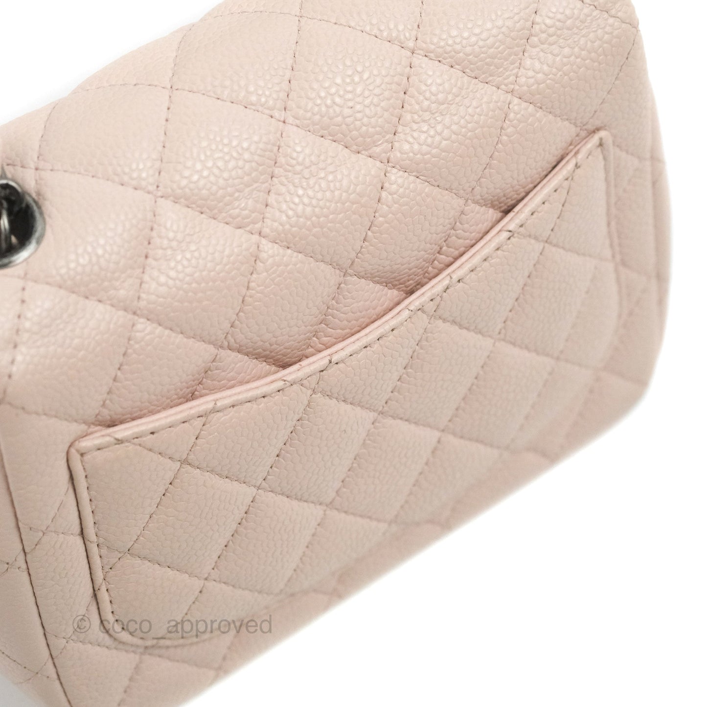 Chanel Quilted Mini Square Sakura Pink Caviar Ruthenium Hardware