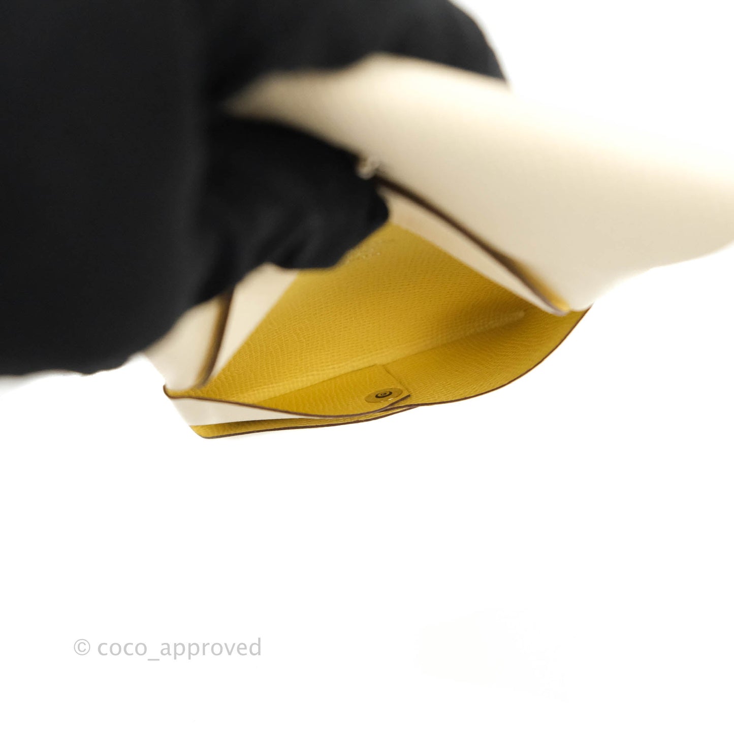 Hermès Calvi Duo Verso Card Case Nata/Jaune Poussin Epsom