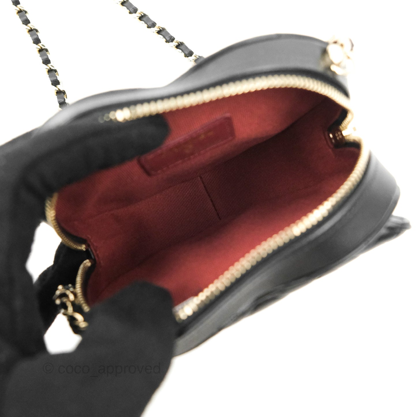 Chanel Small Heart Bag Black Lambskin Gold Hardware 22S