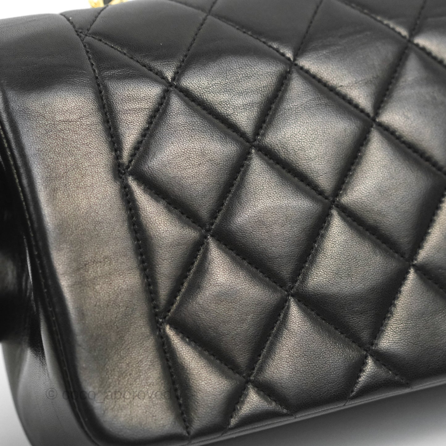 Chanel Vintage Small Quilted Classic Diana Flap Bag Black Lambskin 24K Gold Hardware