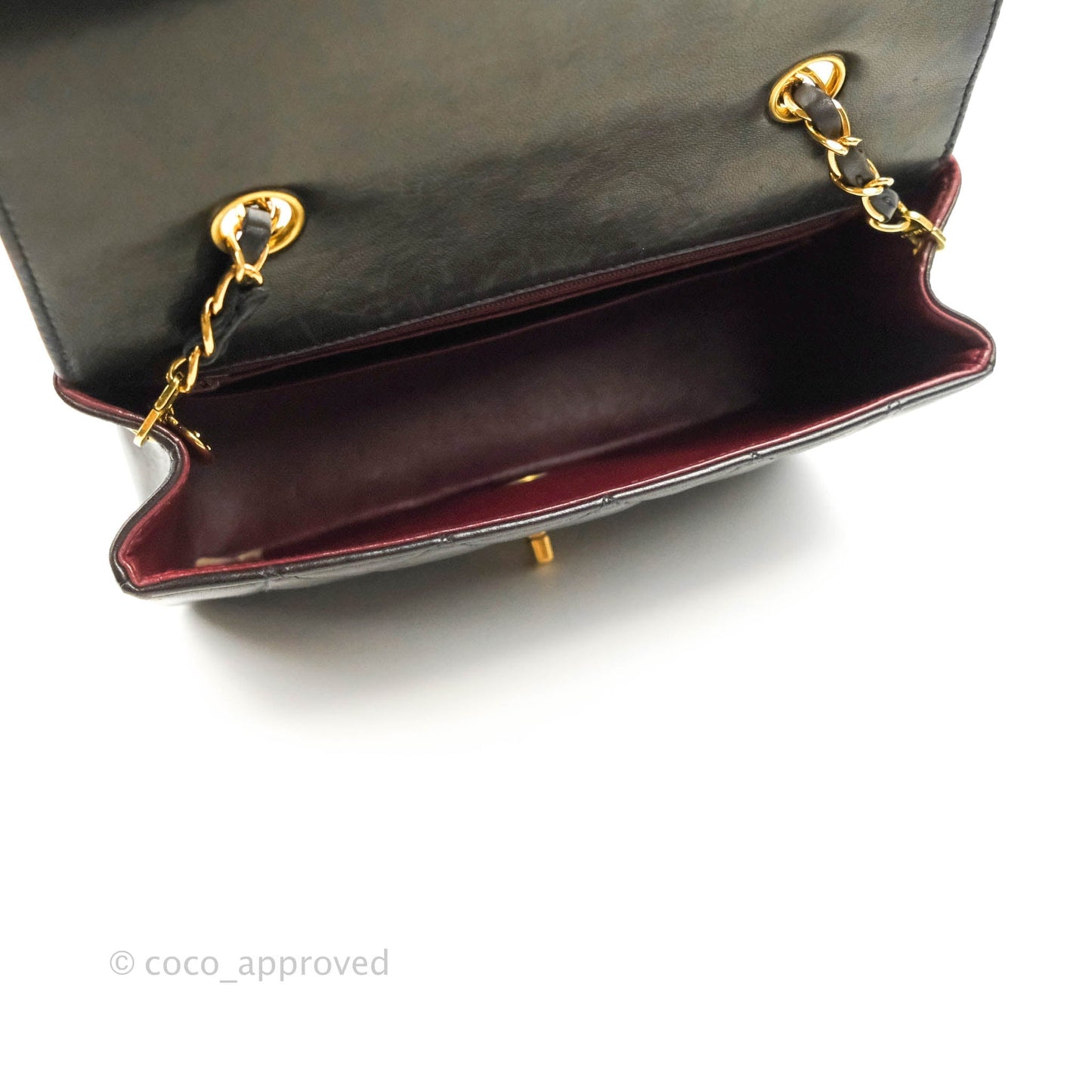 Chanel Vintage Small Quilted Classic Diana Flap Bag Black Lambskin 24K Gold Hardware