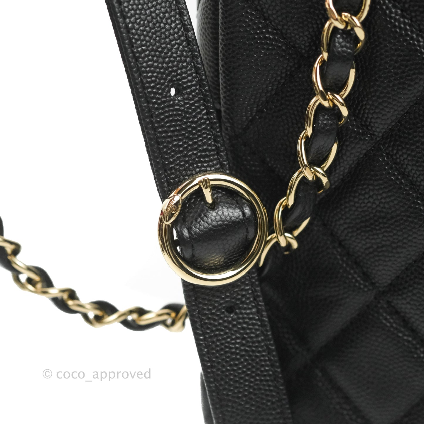 Chanel Quilted Large CC Day Backpack Black Caviar Gold Hardware