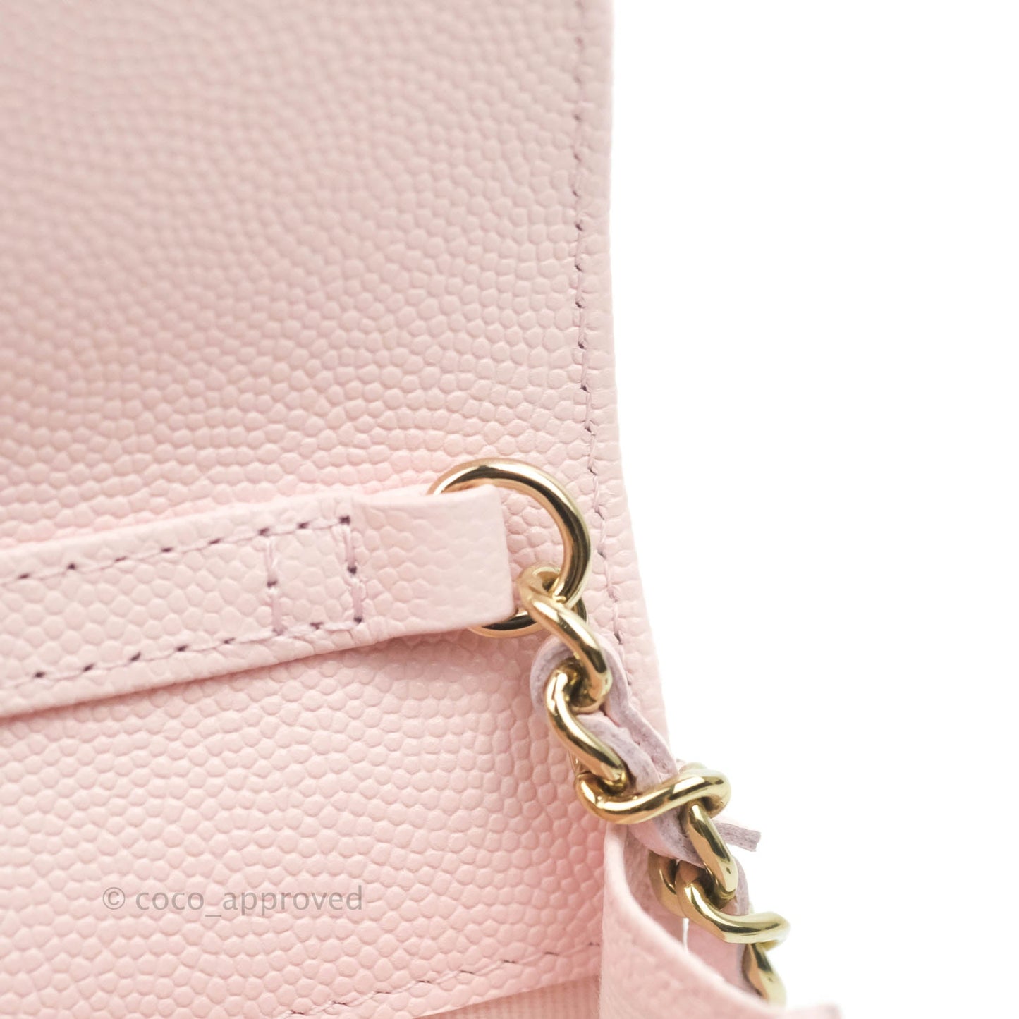Chanel Mini Wallet With Chain Light Pink Caviar Gold Hardware