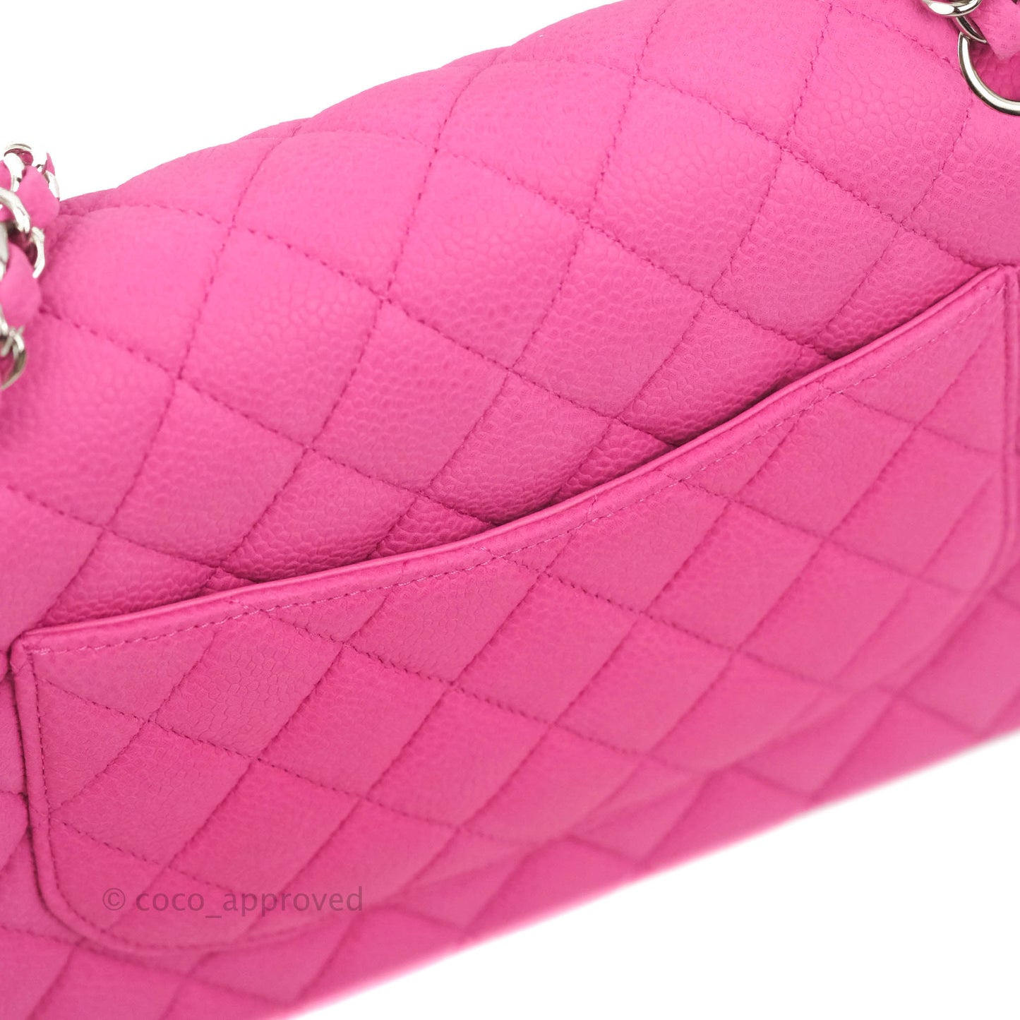 Chanel Classic M/L Medium Flap Quilted Pink Matte Caviar Silver Hardware