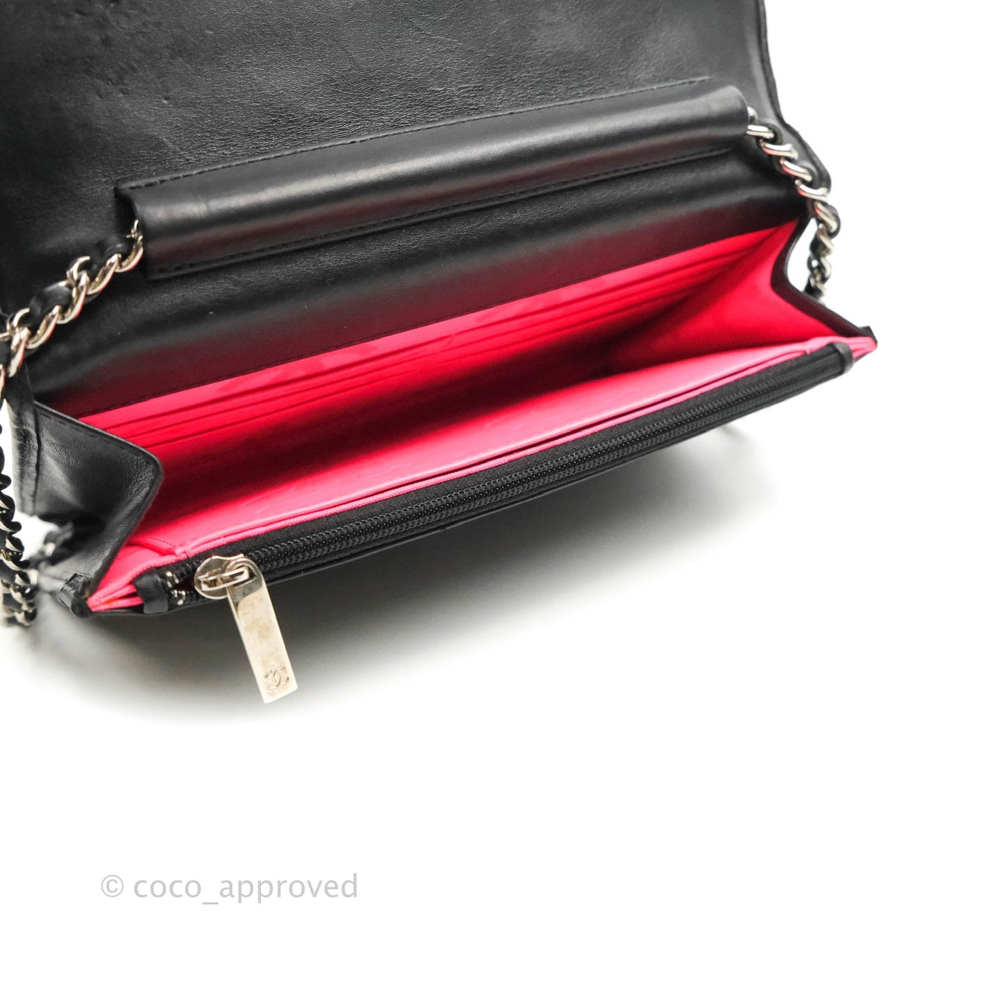 Chanel Calfskin Quilted Cambon Wallet on Chain WOC Black Silver Hardware