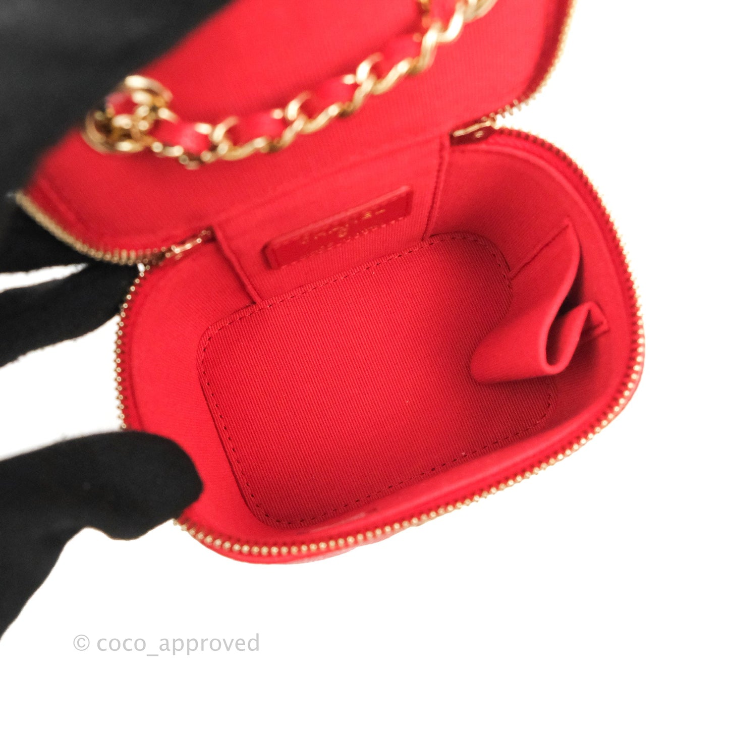 Chanel Mini Vanity With Chain Red Caviar Gold Hardware