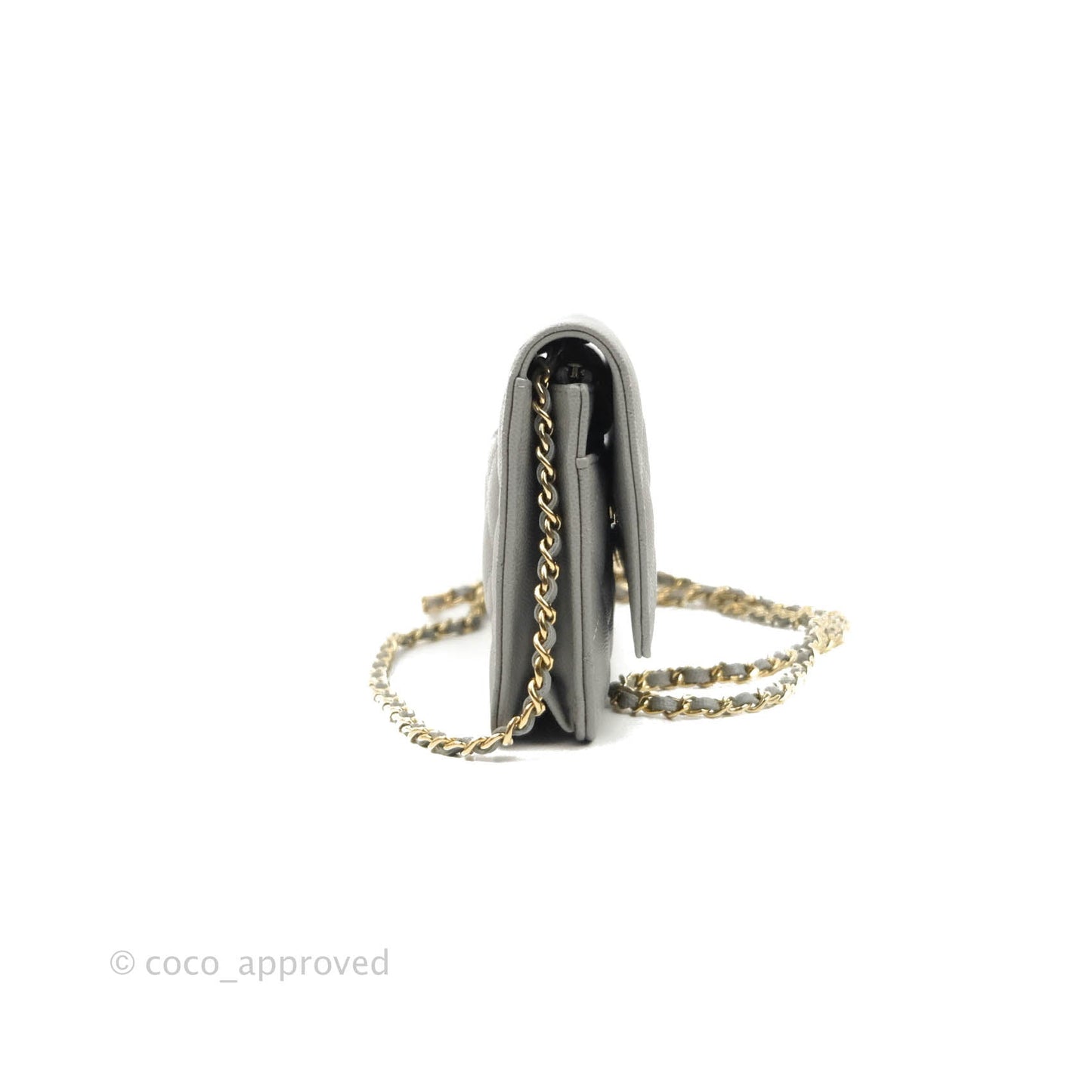 Chanel Wallet On Chain WOC Caviar Grey Gold Hardware