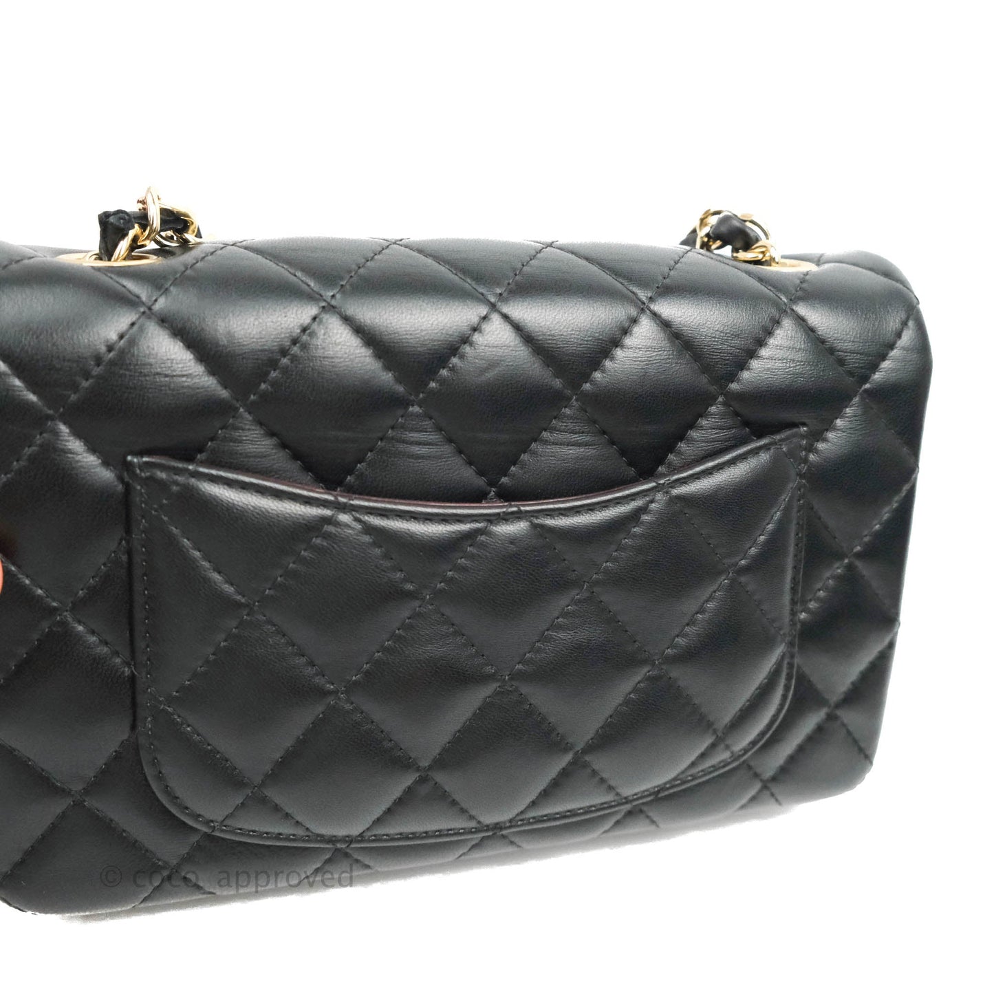 Chanel Quilted Mini Rectangular Black Lambskin Gold Hardware