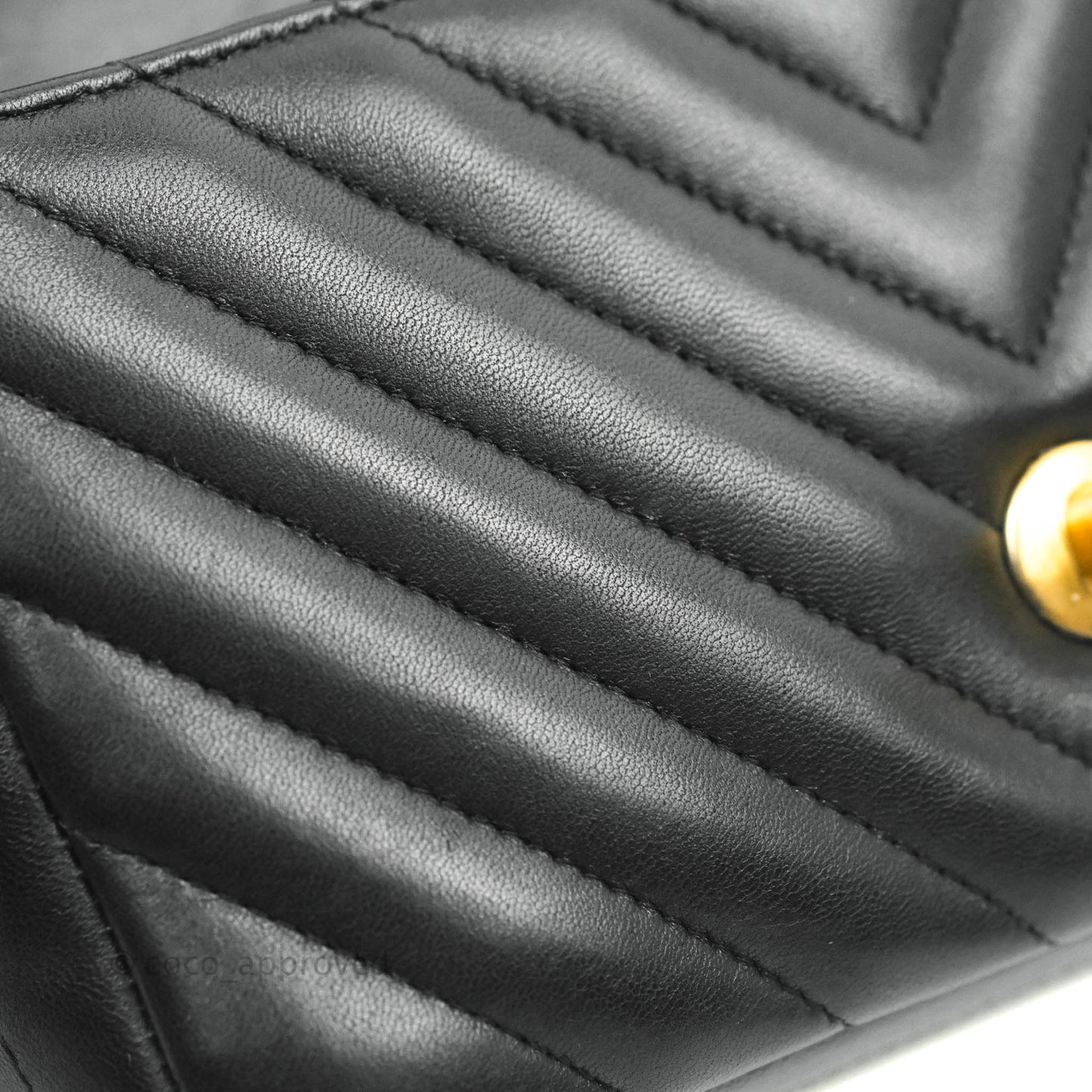 Chanel Chevron Mini Rectangular Flap Black Lambskin Aged Gold Hardware