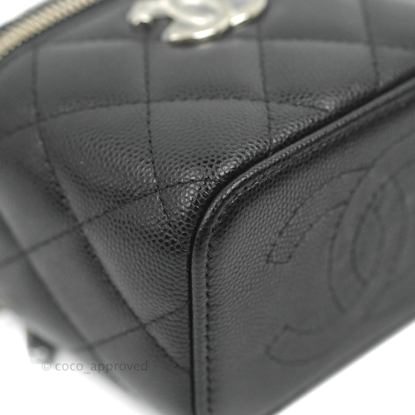 Chanel Mini Vanity With Coco Chain Black Caviar Silver Hardware