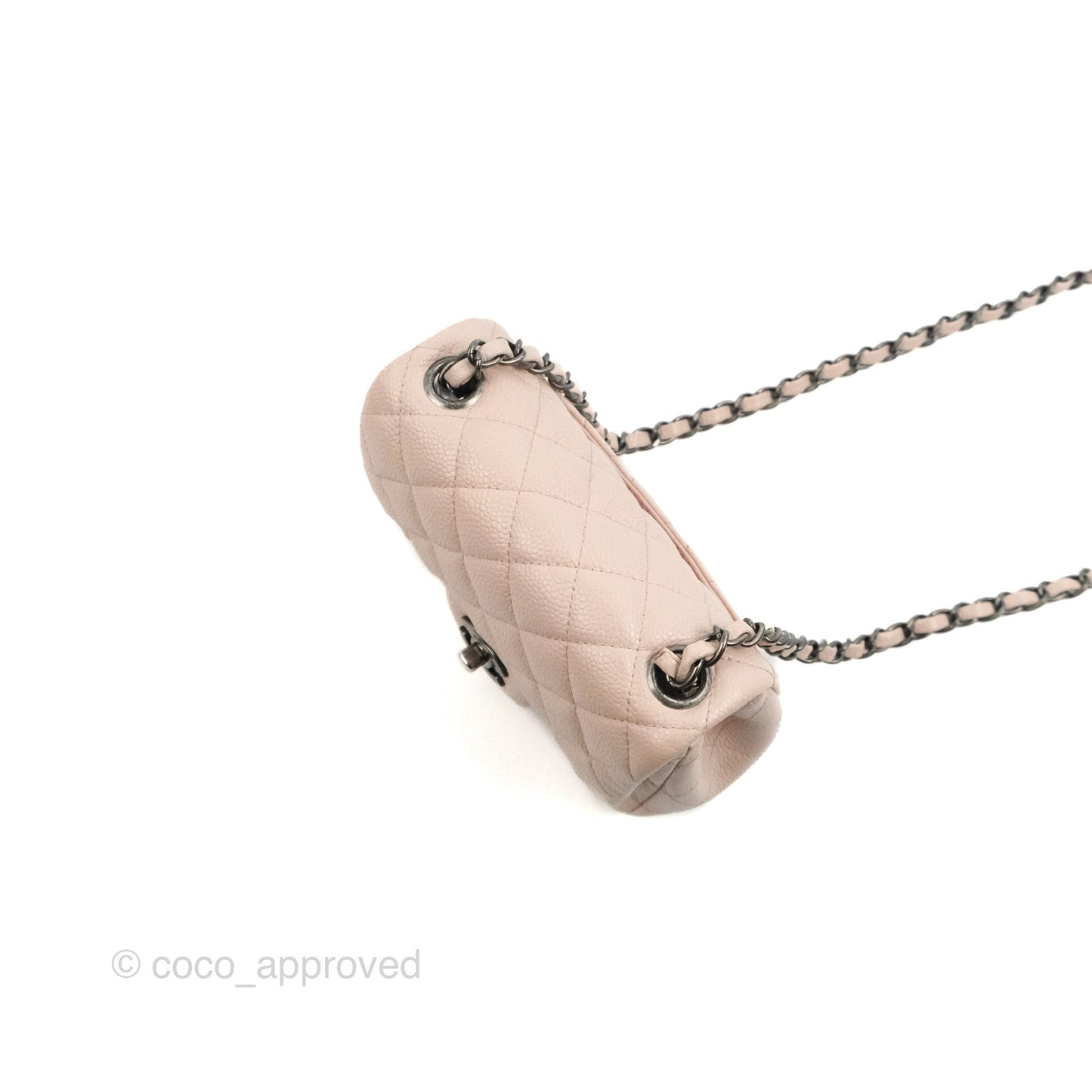 Chanel Quilted Mini Square Sakura Pink Caviar Ruthenium Hardware