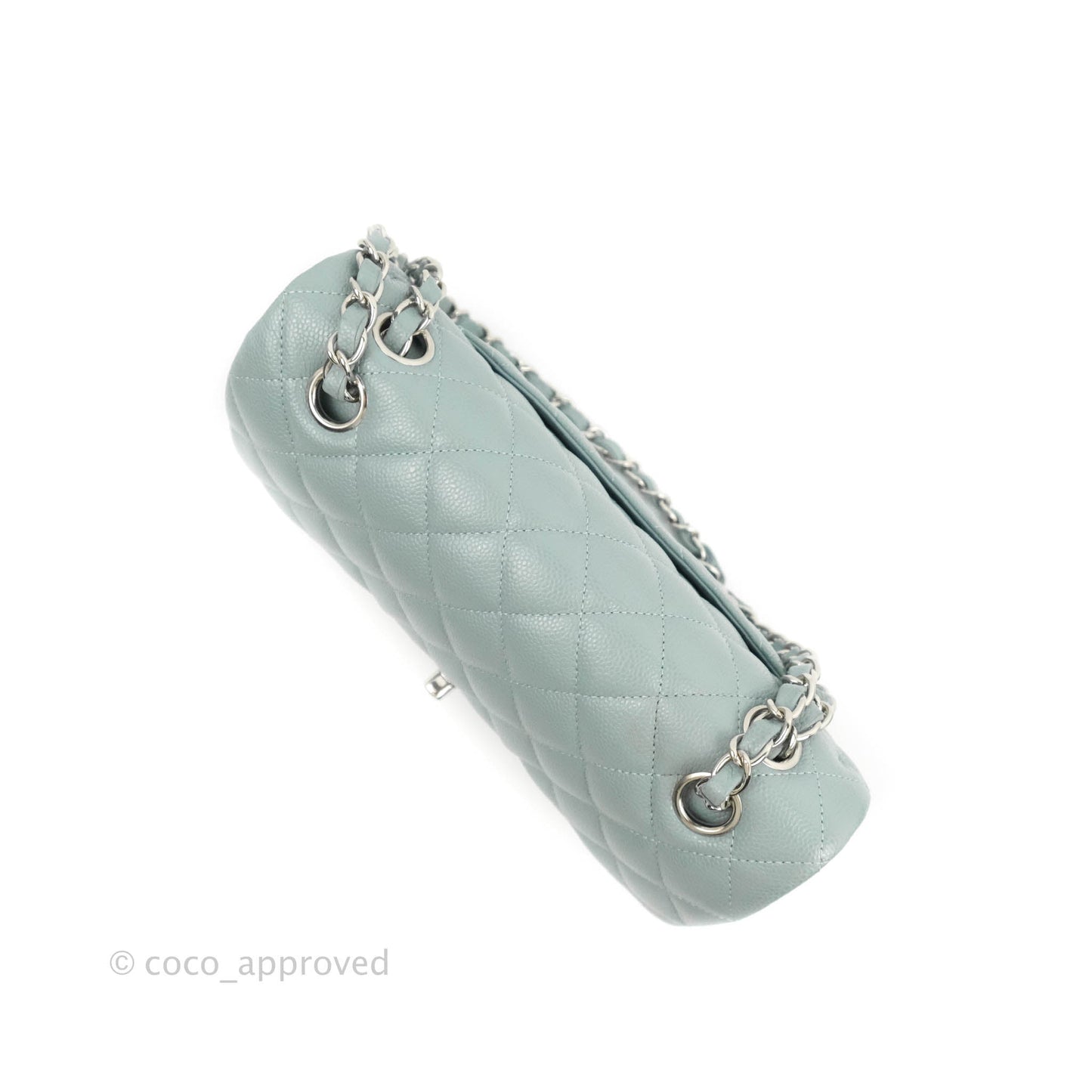 Chanel Small Classic Quilted Flap Light Blue Caviar Silver Hardware 20B