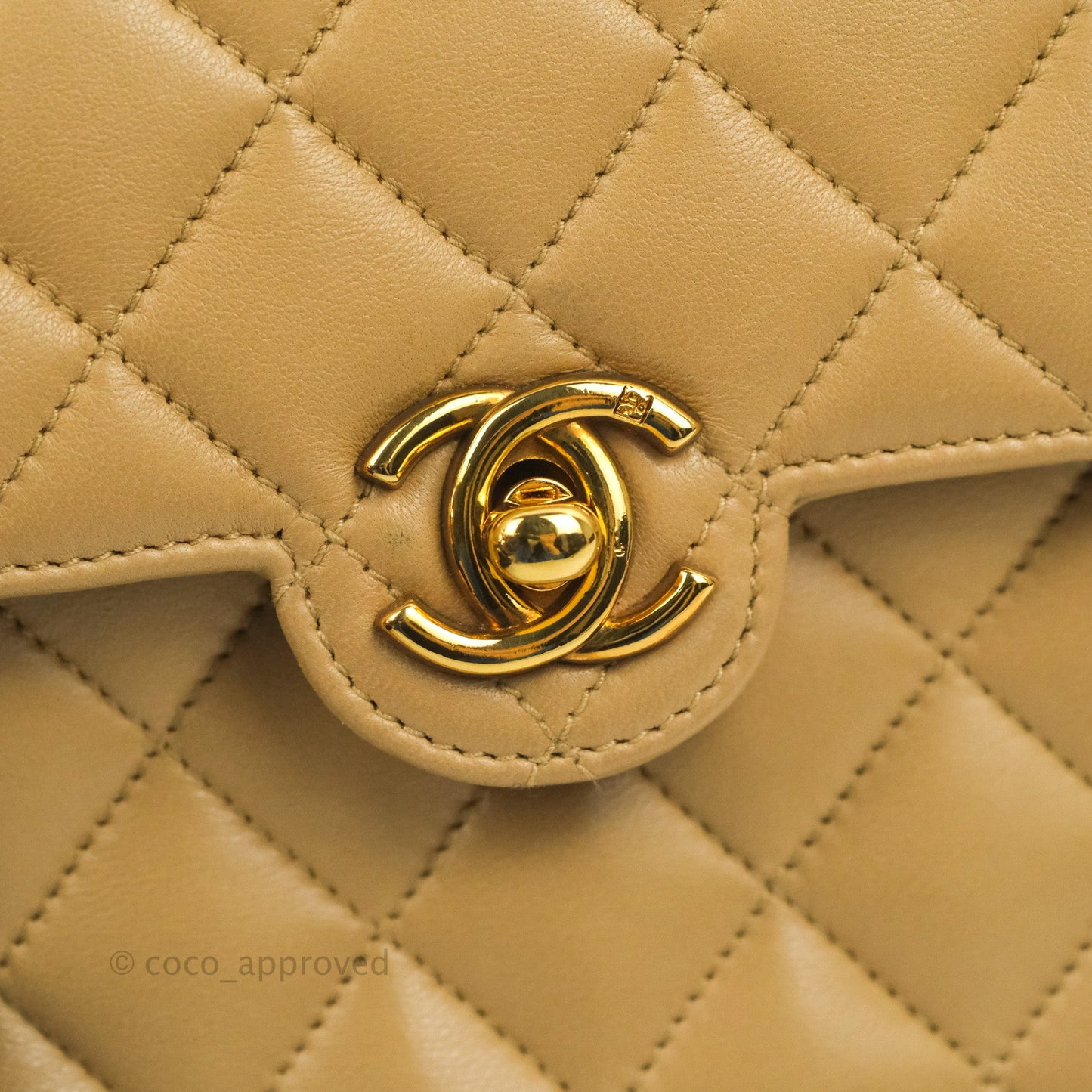 Chanel Vintage Mini Square Beige Lambskin 24K Gold Hardware