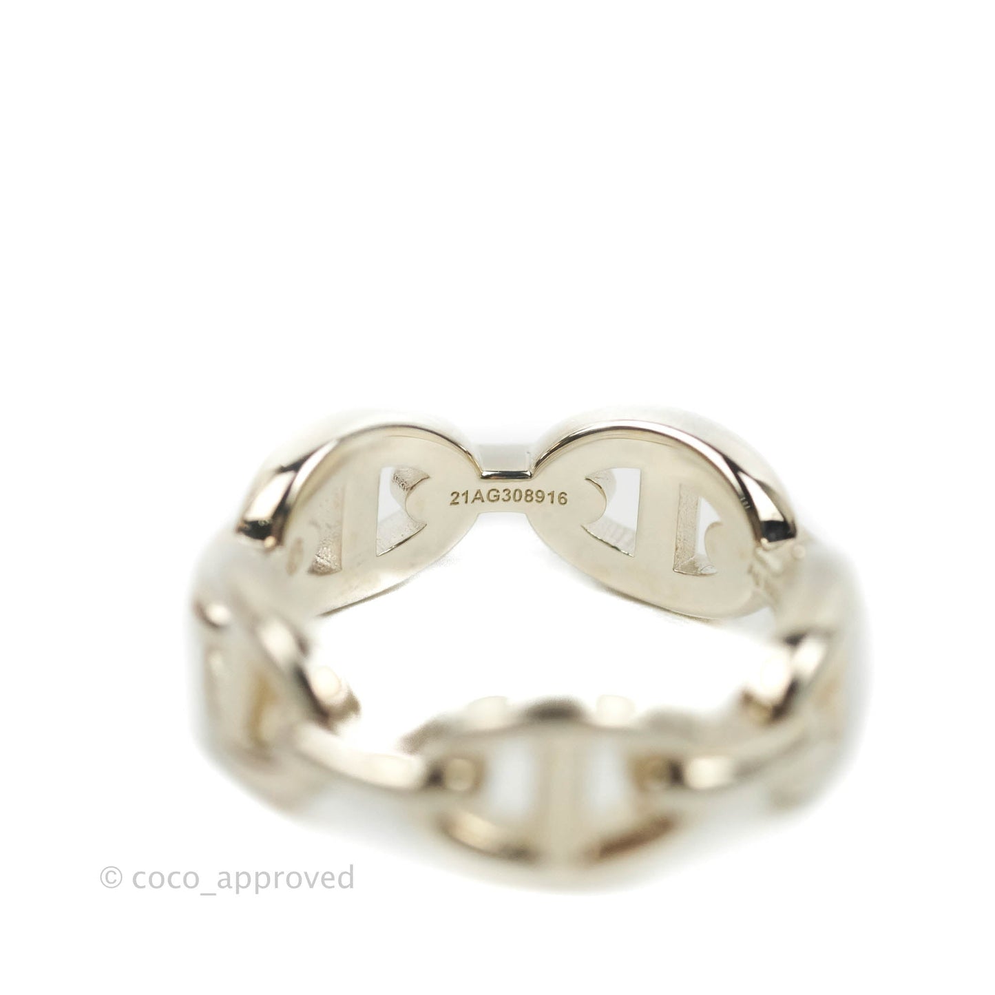 Hermès Sterling Silver PM Chaine d'Ancre Enchainee Band Ring 54