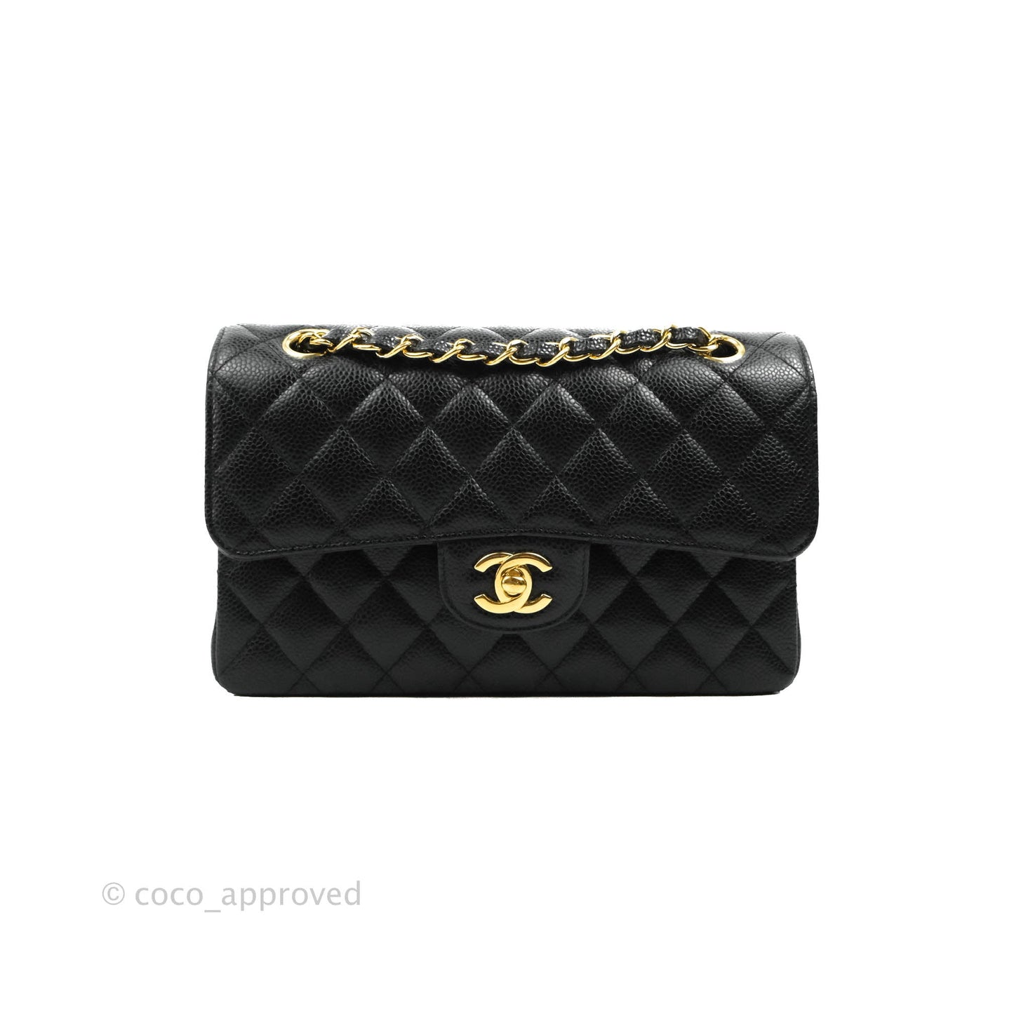 Chanel Small Classic Quilted Flap Black Caviar Gold Hardware