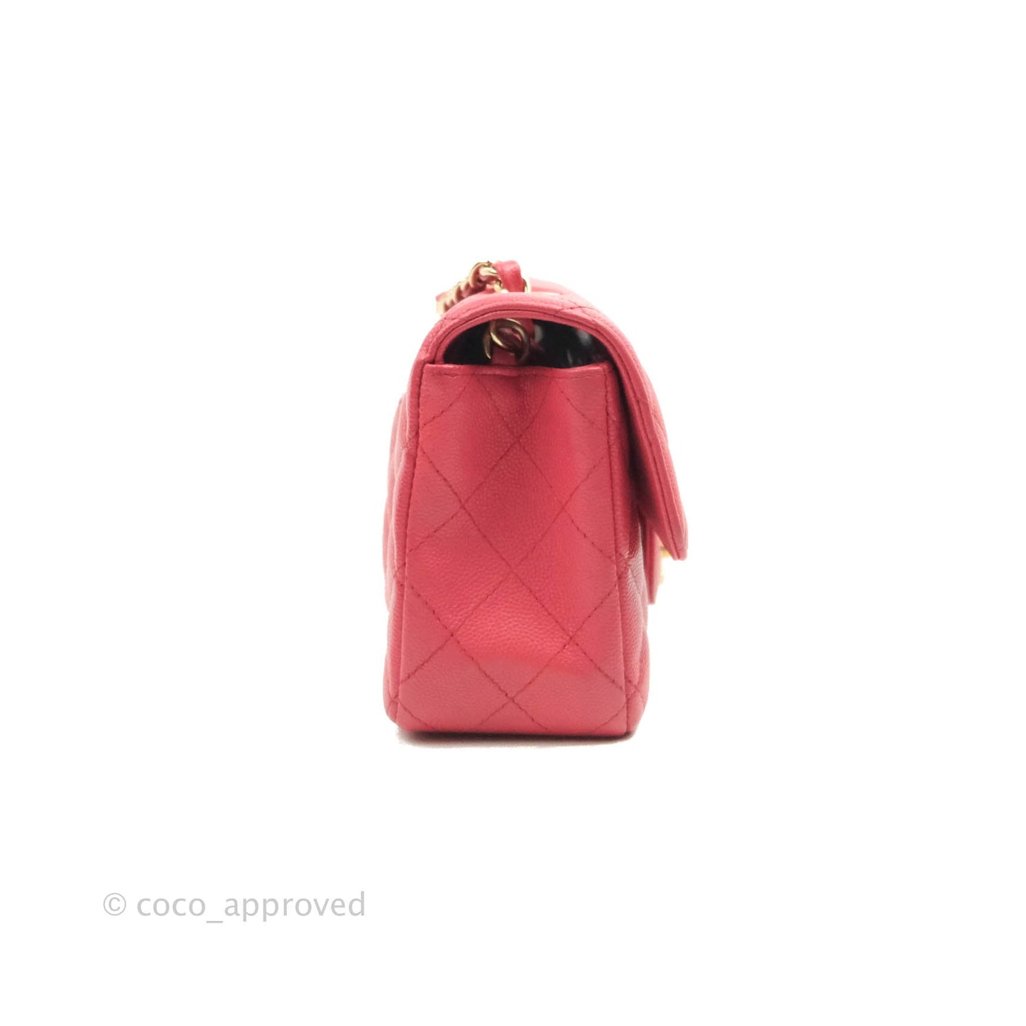Chanel Quilted Mini Rectangular Flap Pink Caviar Gold Hardware 17C