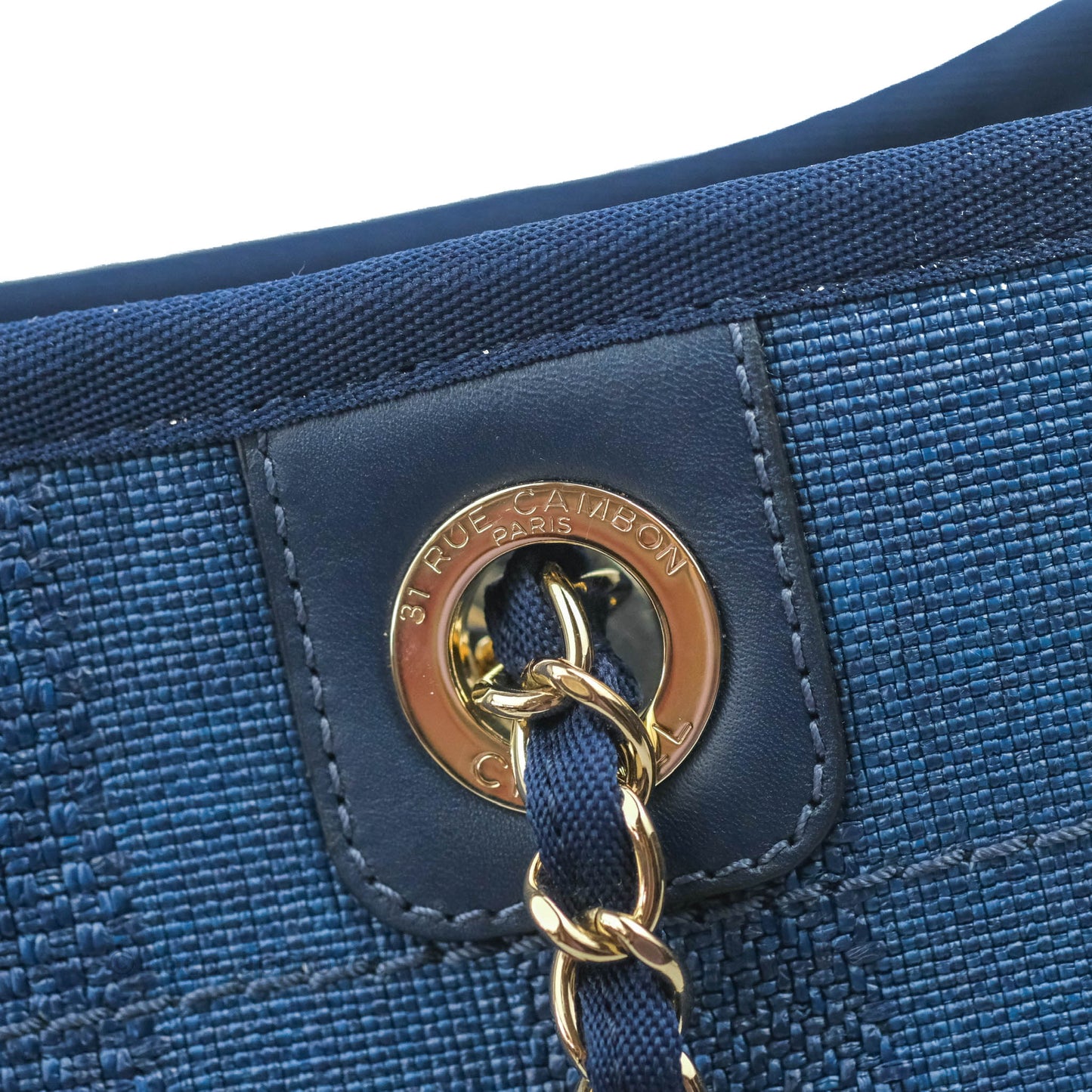 Chanel Canvas Deauville Medium Tote Blue Stripe