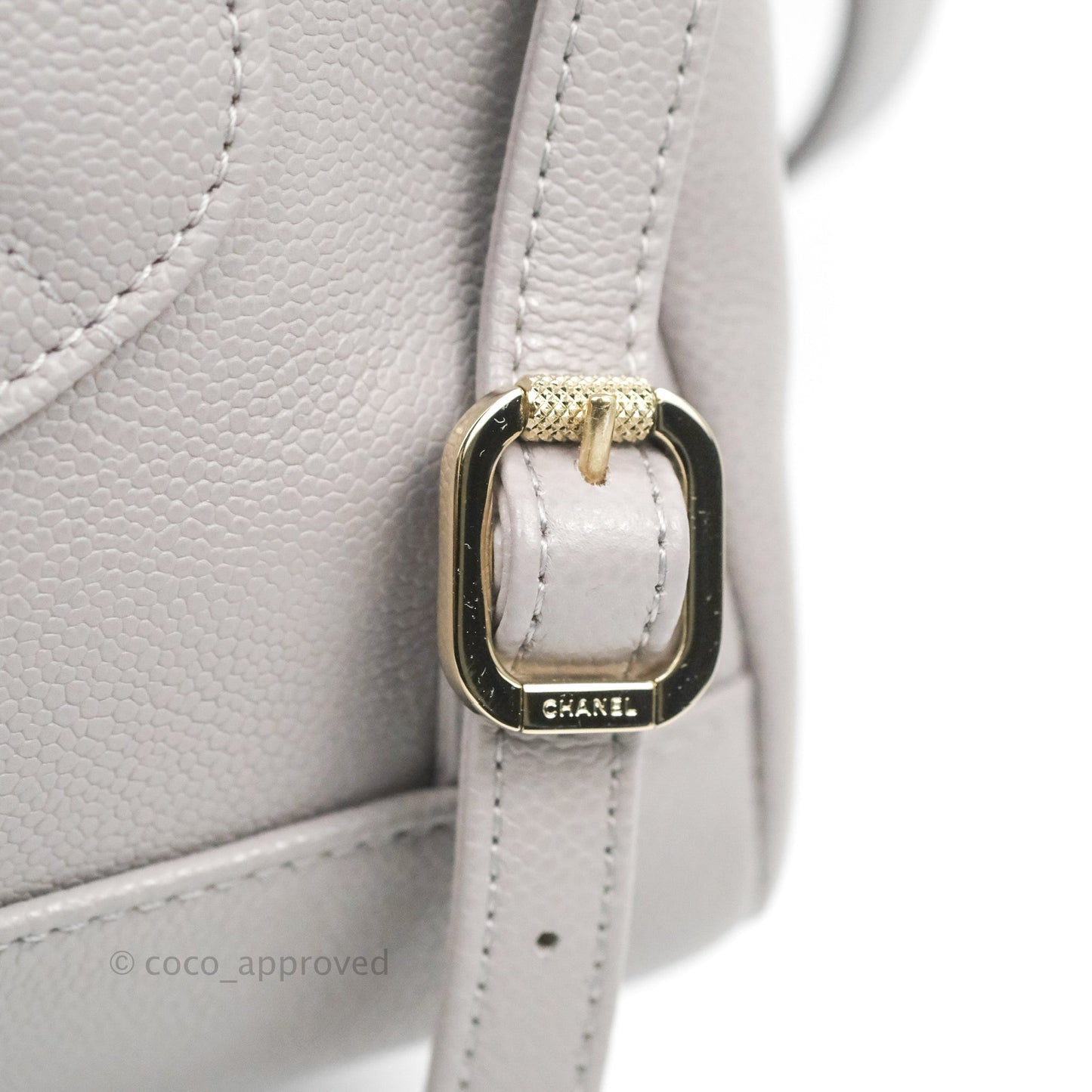 Chanel Quilted Business Affinity Backpack Grey Caviar Gold Hardware