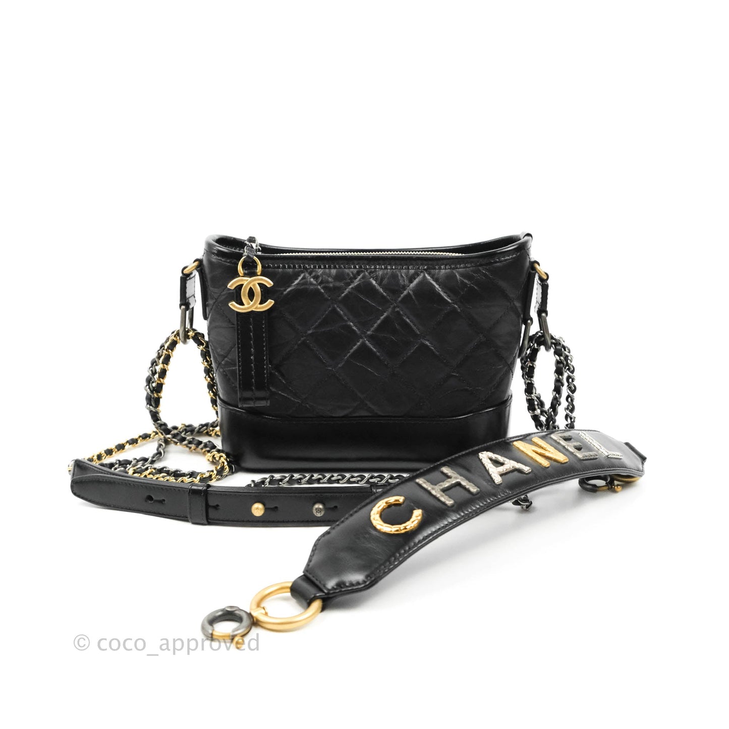 Chanel Gabrielle Hobo with Logo Handle Quilted Aged Calfskin Small