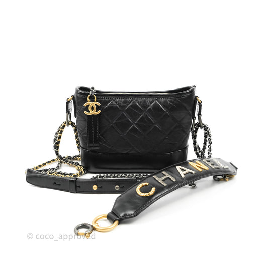 Chanel Gabrielle Hobo with Logo Handle Quilted Aged Calfskin Small