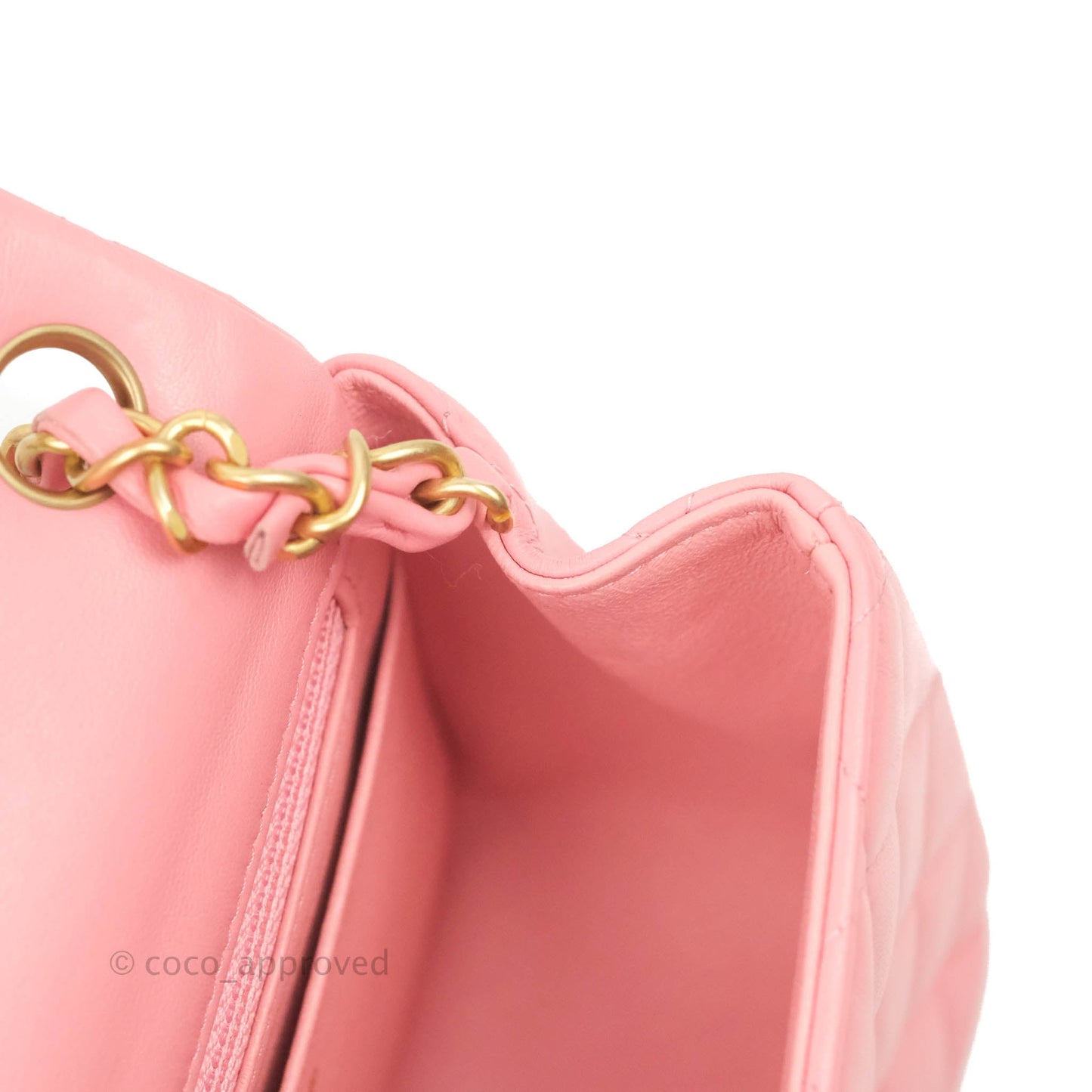 Chanel Mini Square Pink Lambskin Aged Gold Hardware