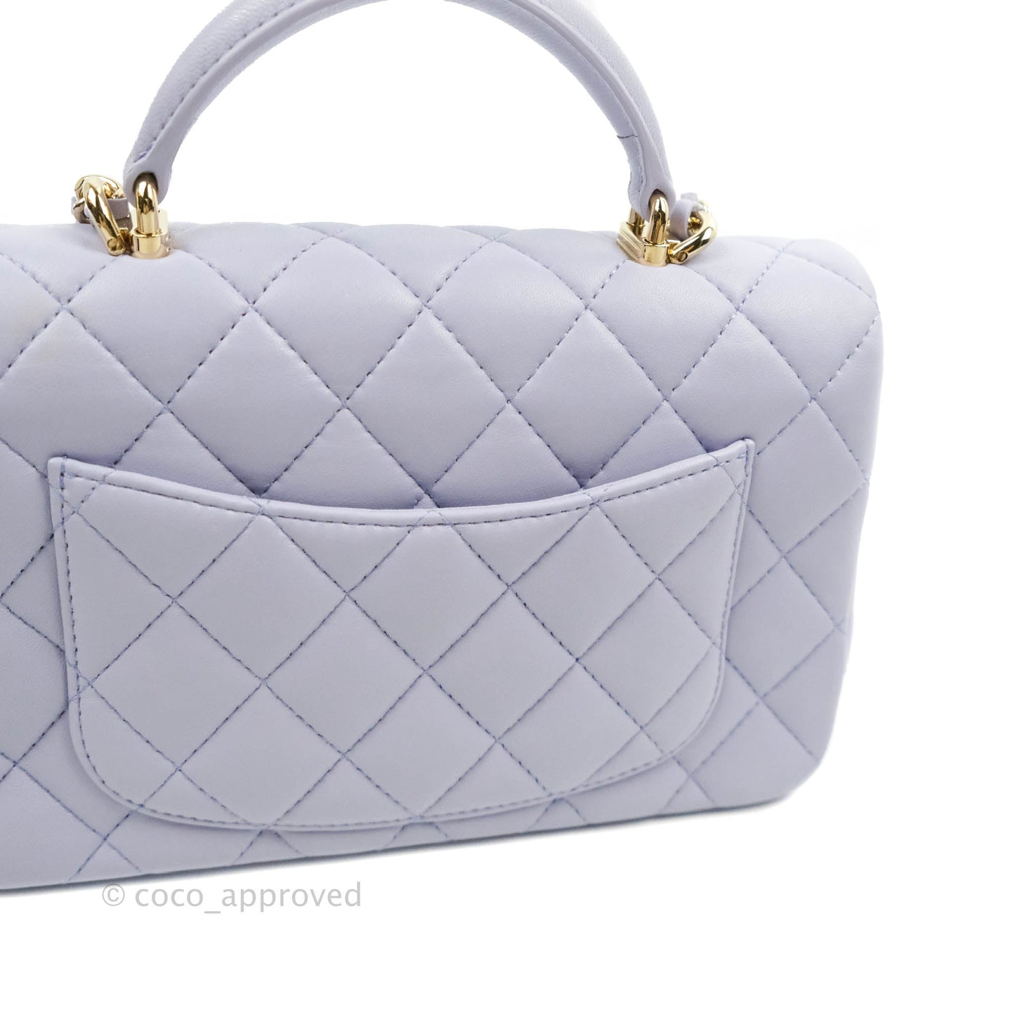 Chanel Top Handle Mini Rectangular Flap Bag Lilac Lambskin Aged Gold Hardware 21K