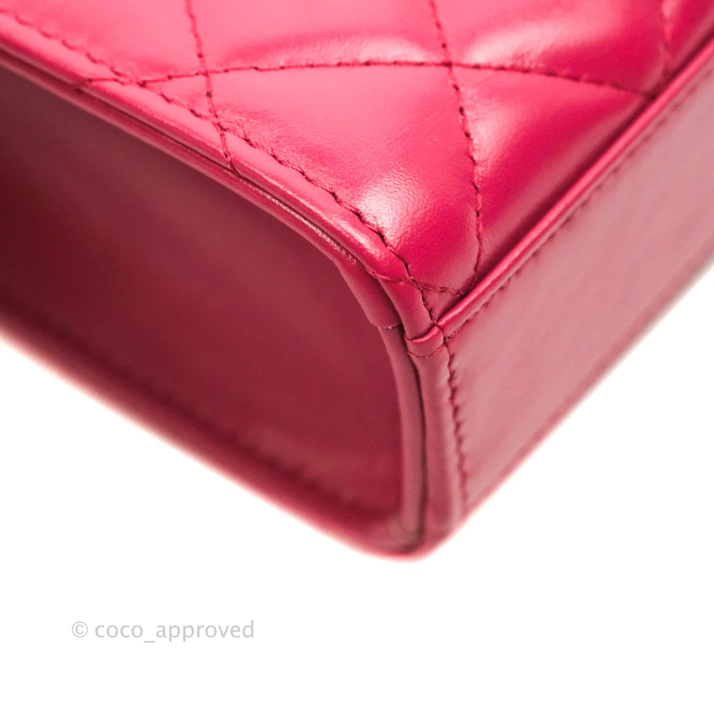Chanel Quilted Perfect Fit Dark Pink Phone Holder Aged Gold Hardware