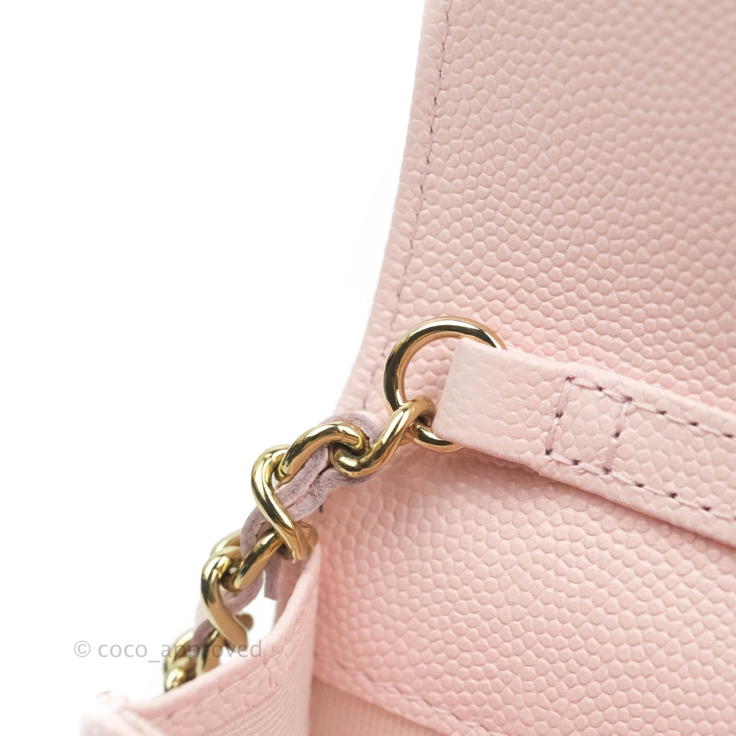 Chanel Mini Wallet With Chain Light Pink Caviar Gold Hardware