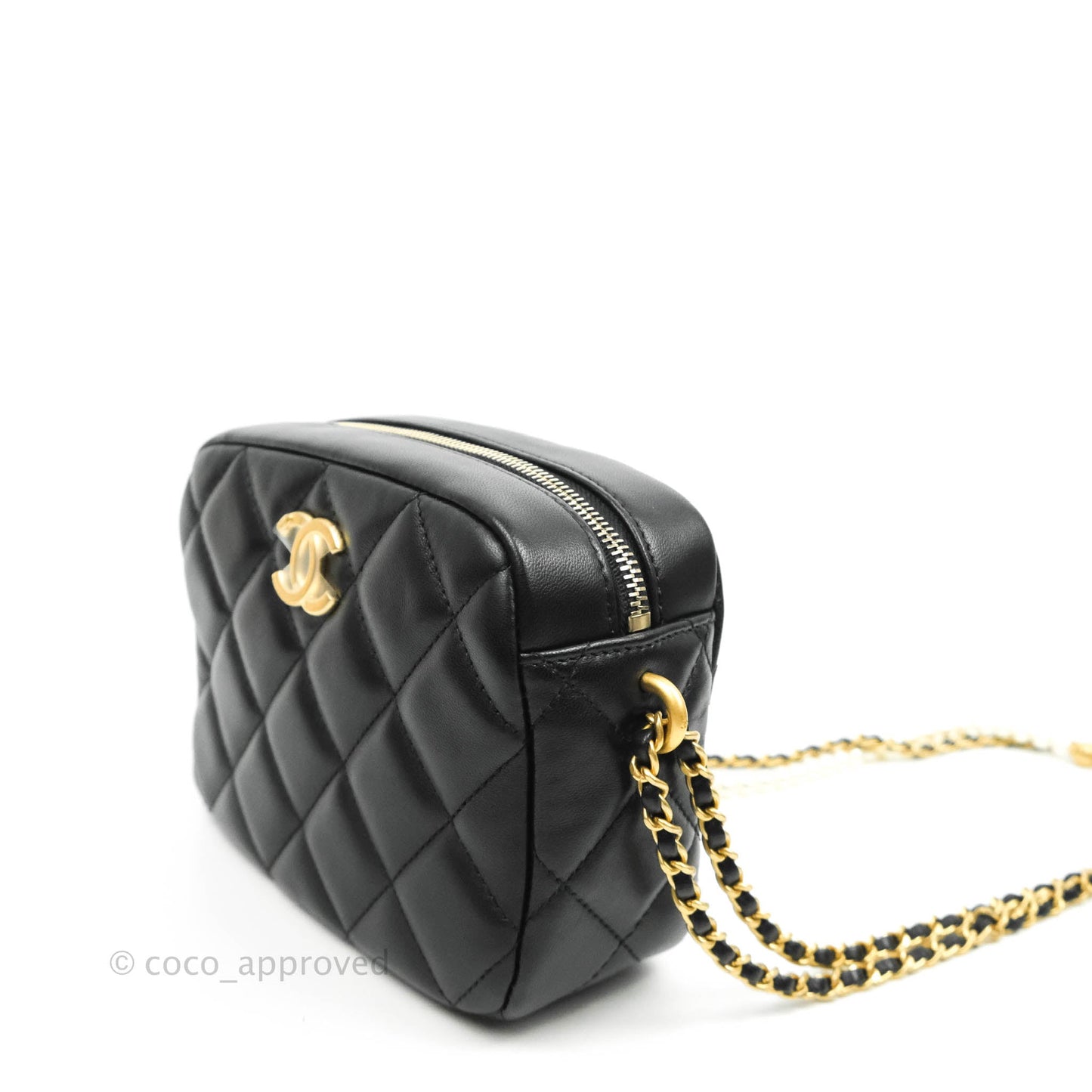 Chanel My Perfect Camera Pearl Adjustable Strap Black Lambskin Gold Hardware