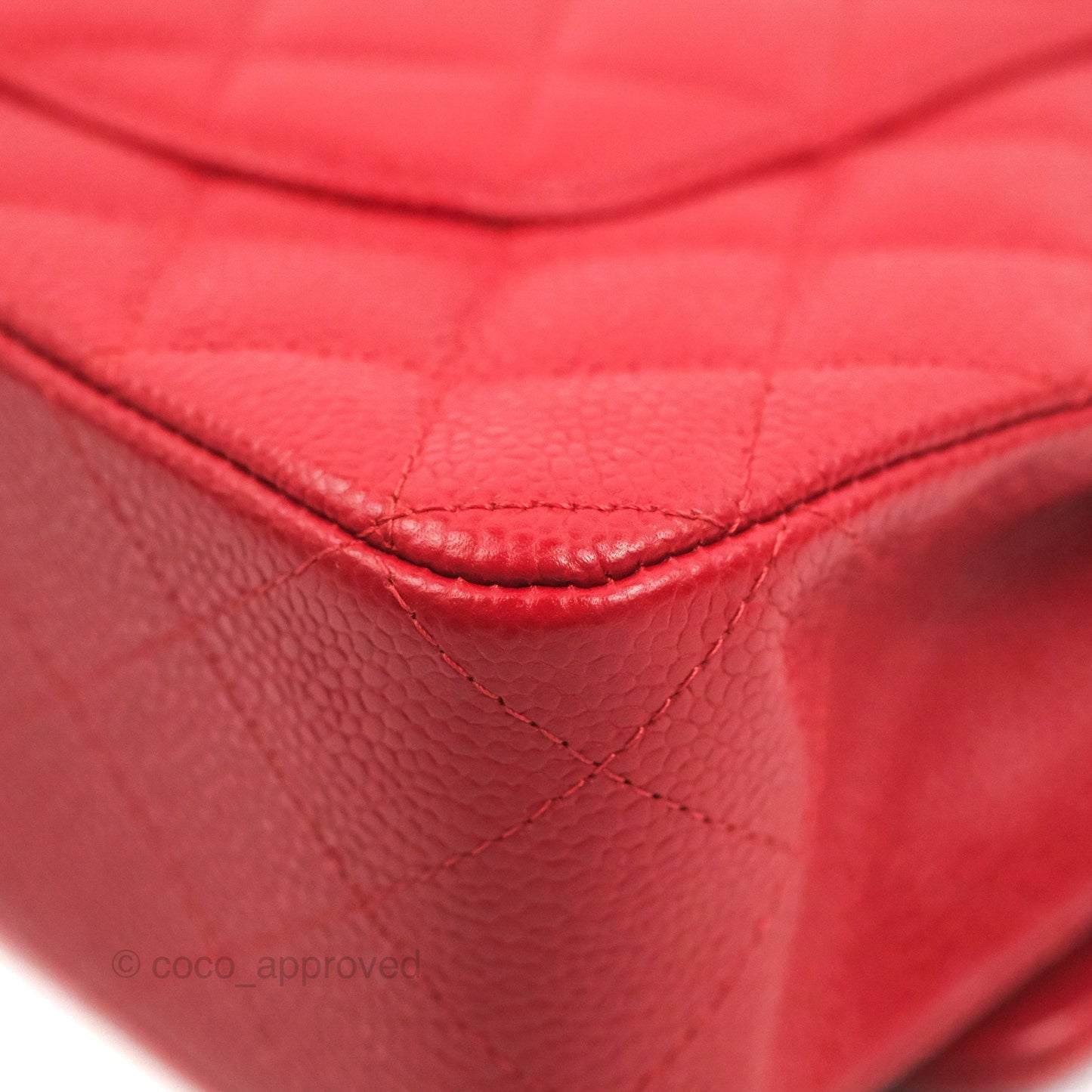 Chanel Classic M/L Medium Flap Quilted Red Caviar Silver Hardware