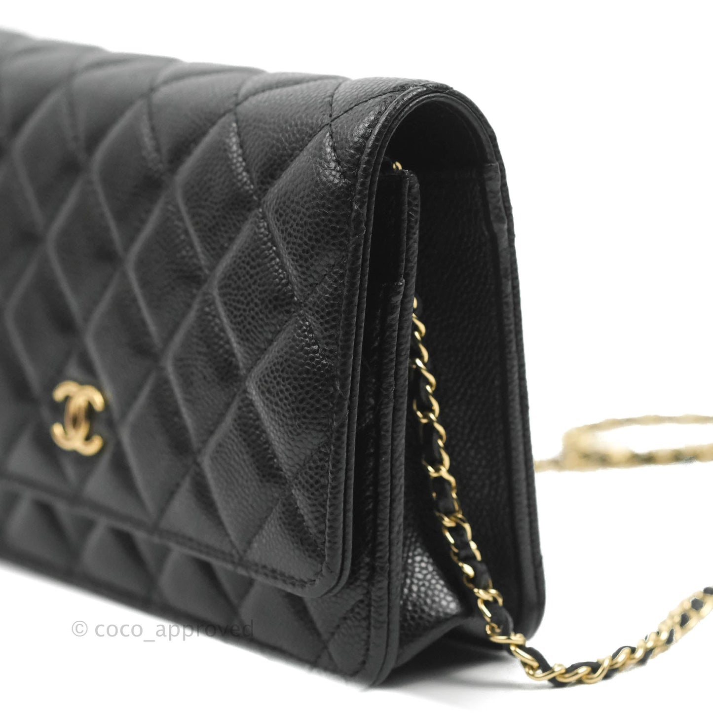 Chanel Quilted Wallet on Chain WOC CC Coco Chain Black Caviar Gold Hardware