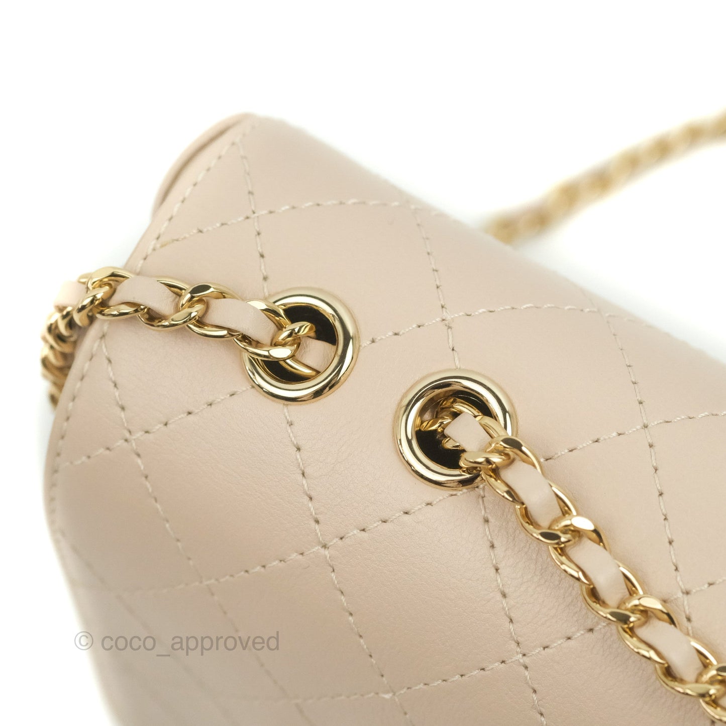 Chanel Flat Quilted Flap Bag Light Beige Calfskin Gold Hardware