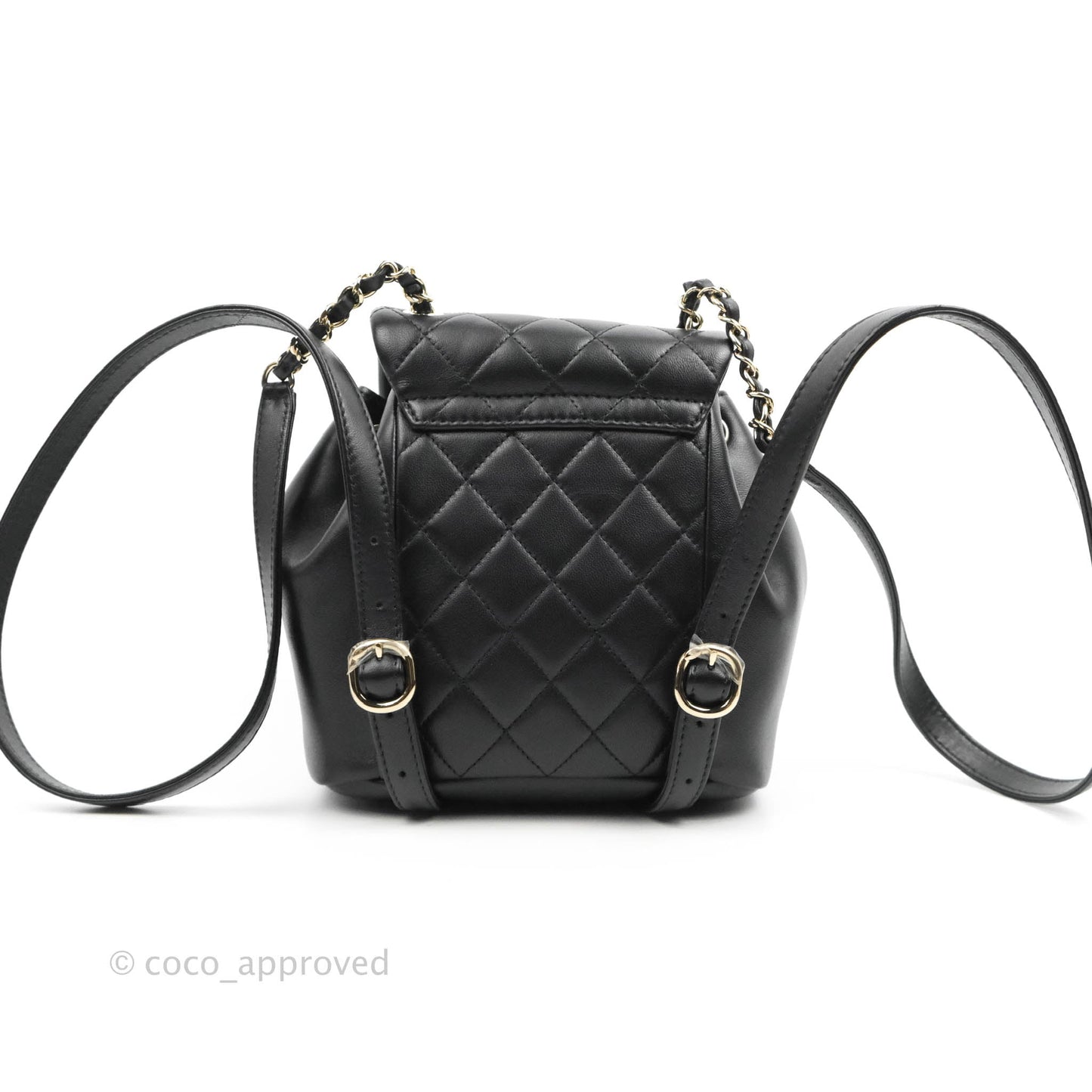 Chanel Quilted Small Duma Drawstring Backpack Black Calfskin 22C