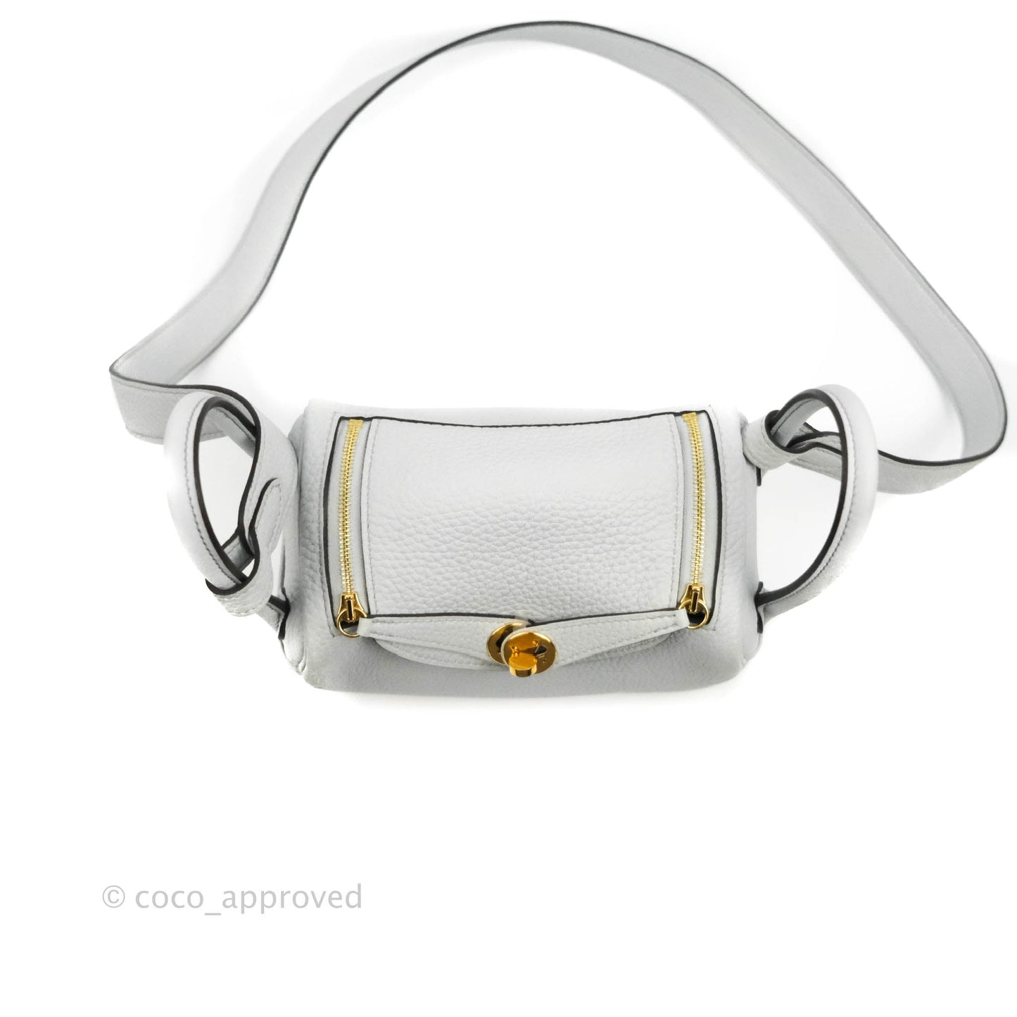 Hermès Mini Lindy 20 Blue Pale Clemence Gold Hardware