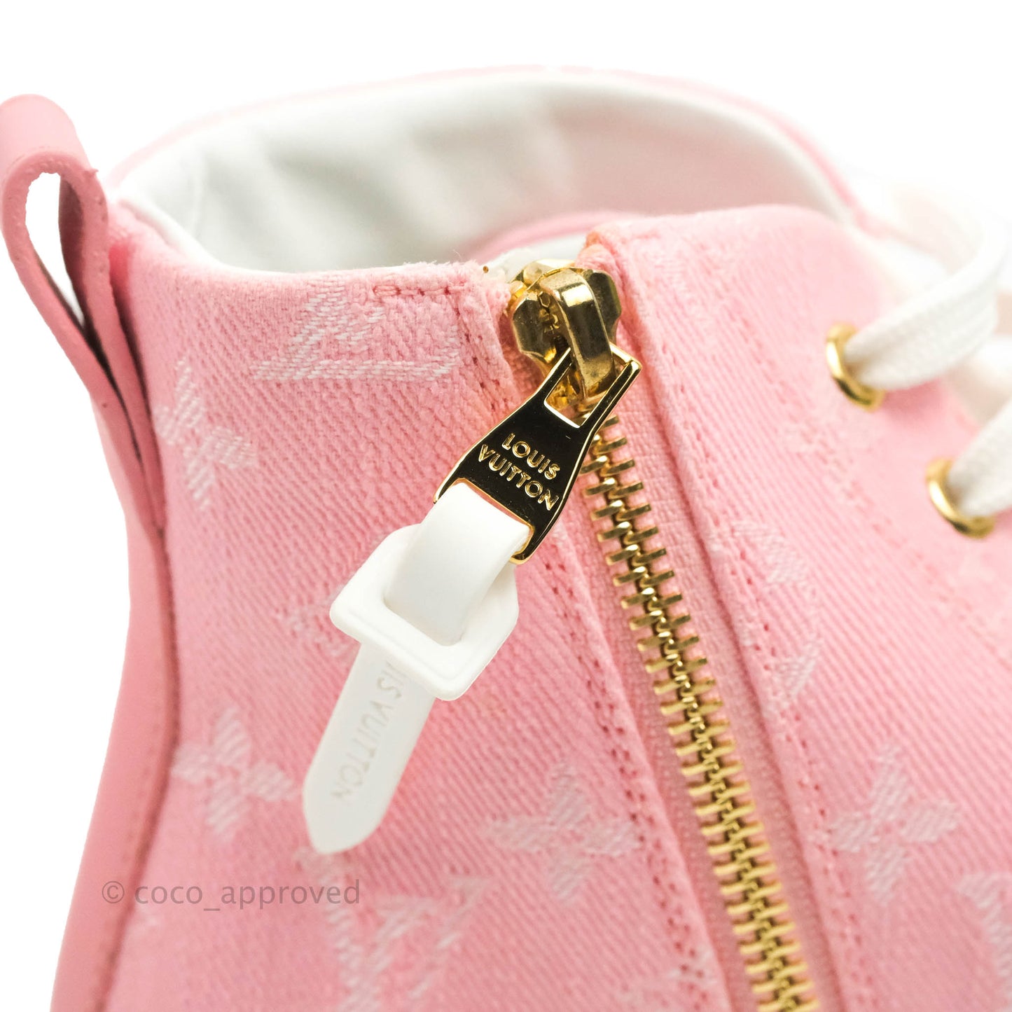 Louis Vuitton Denim Pink High Top Sneakers 36.5