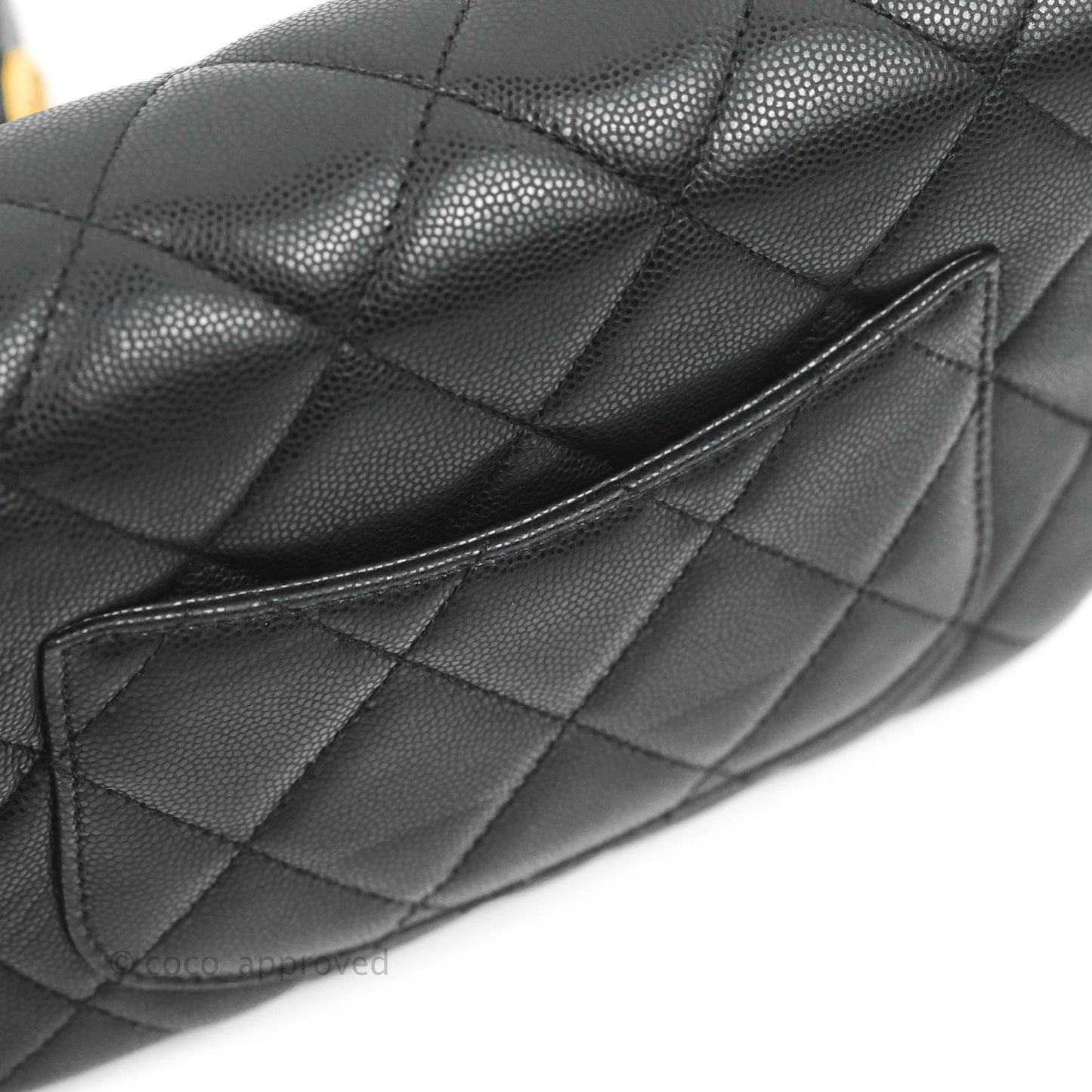 Chanel Small Buttons Gold Coins Flap Bag Black Caviar Aged Gold Hardware