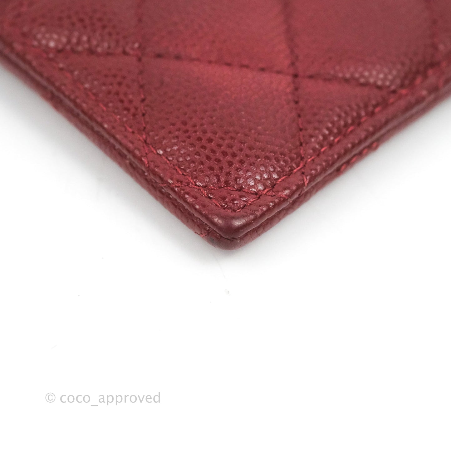 Chanel Quilted CC Zipped Card Holder Red Caviar Gold Hardware