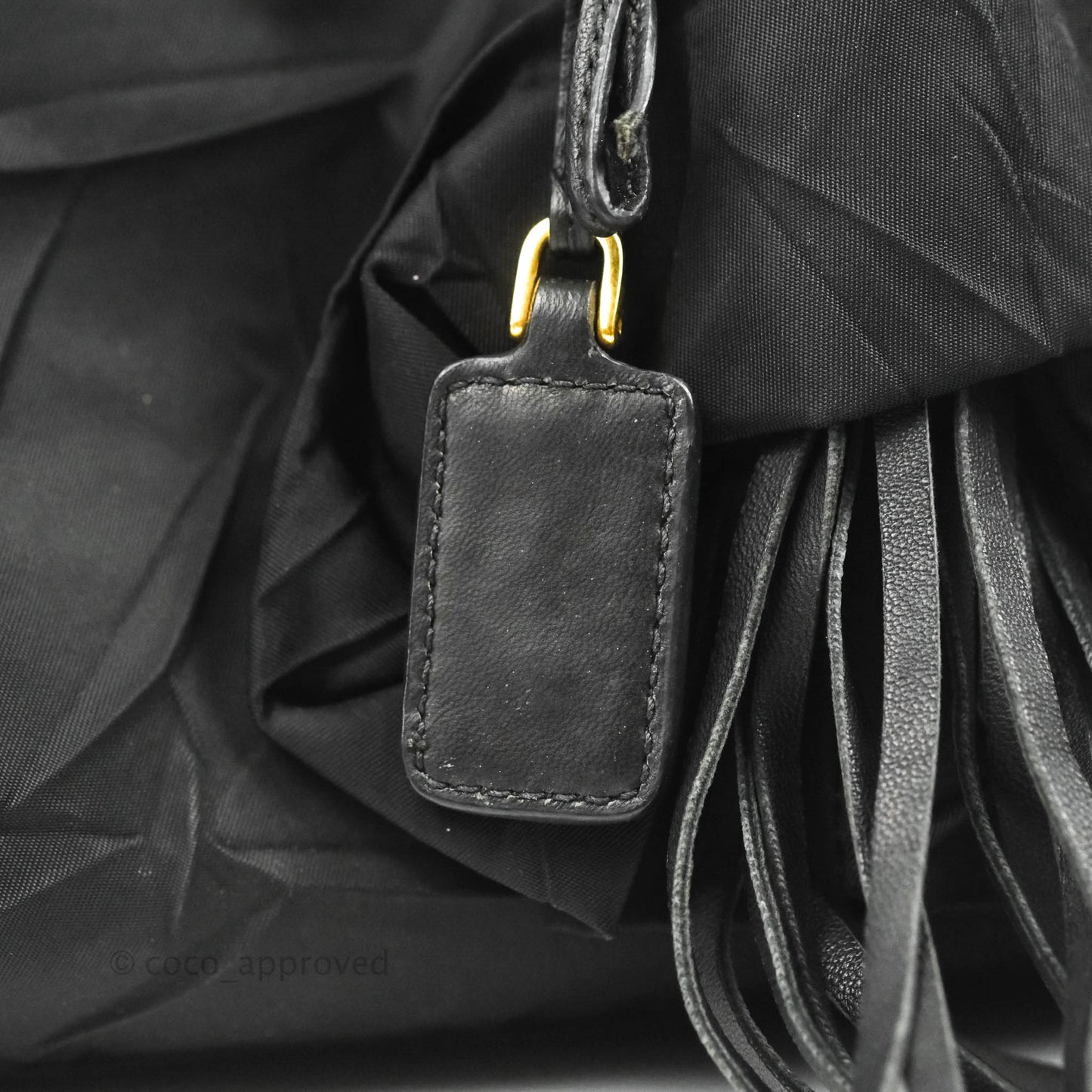 Prada Black Nylon Tassel Tote Bag Gold Hardware