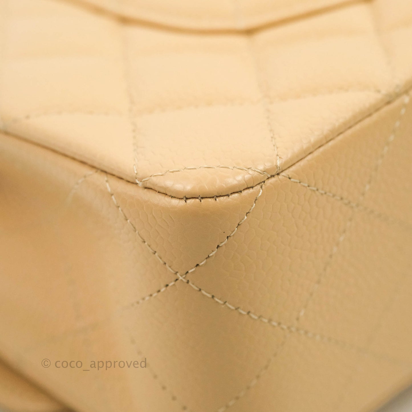 Chanel Classic M/L Medium Flap Quilted Beige Caviar Gold Hardware