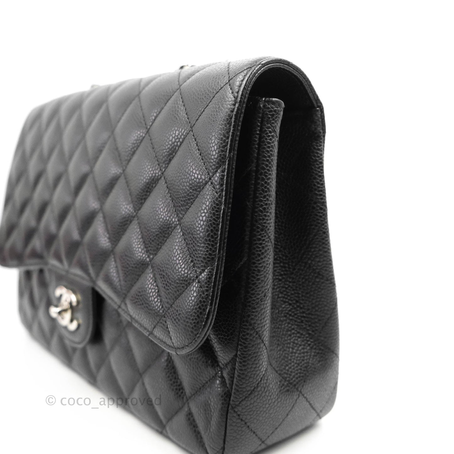 Chanel Jumbo Single Flap Black Caviar Silver Hardware
