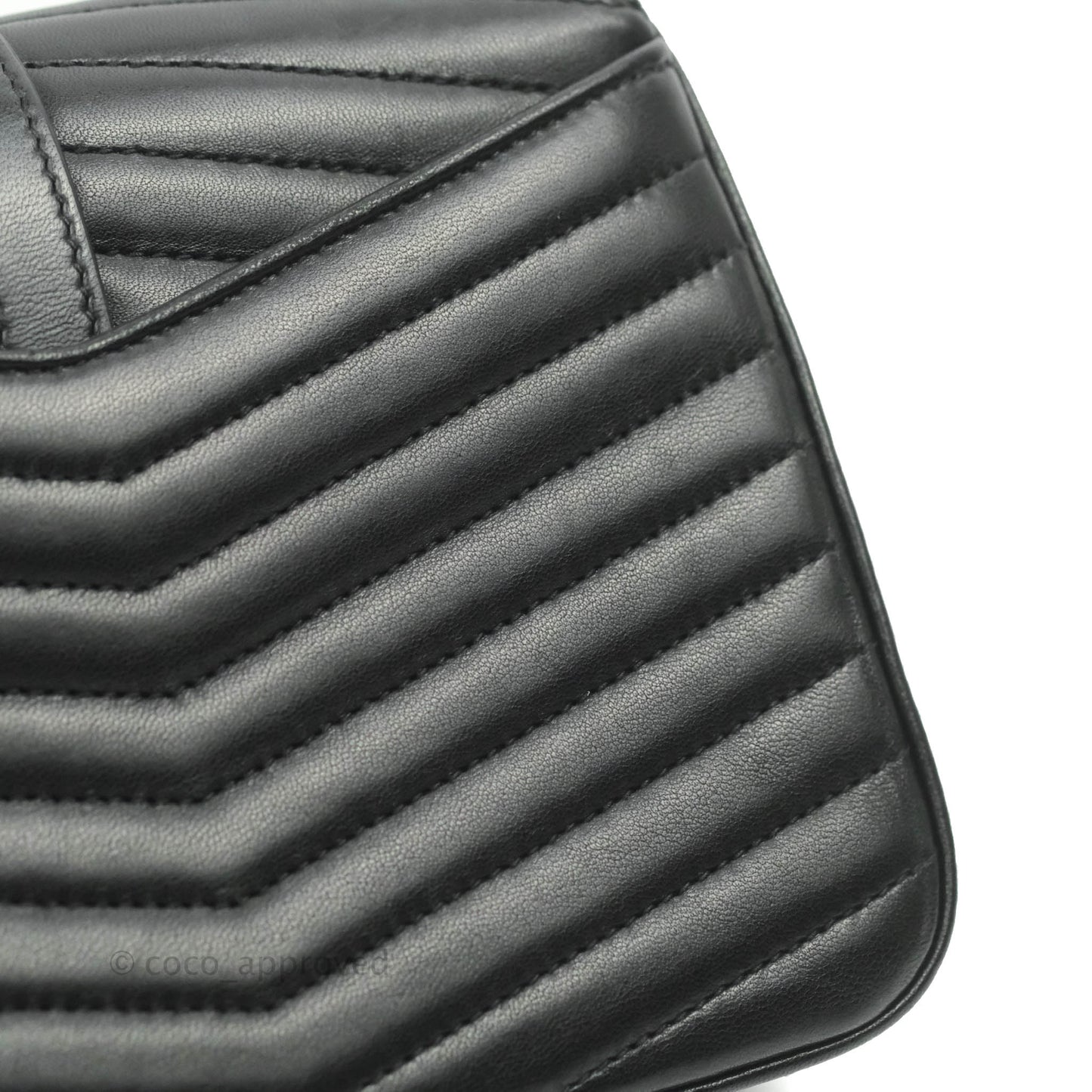 Saint Laurent Small Sulpice Triple V-Flap Black Lambskin Crossbody Bag